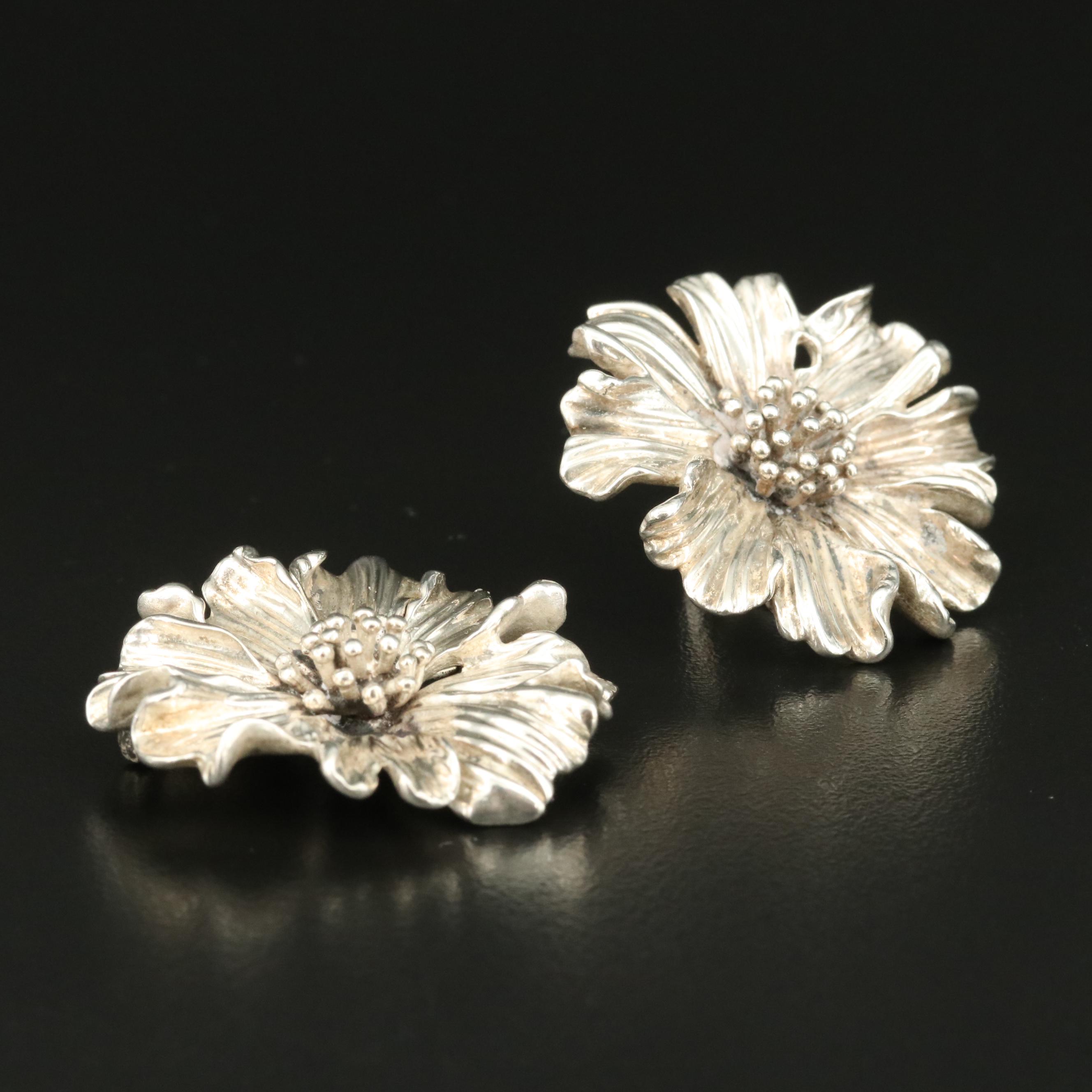 Tiffany & Co. Sterling Marigold Flower Brooch and Single Earring