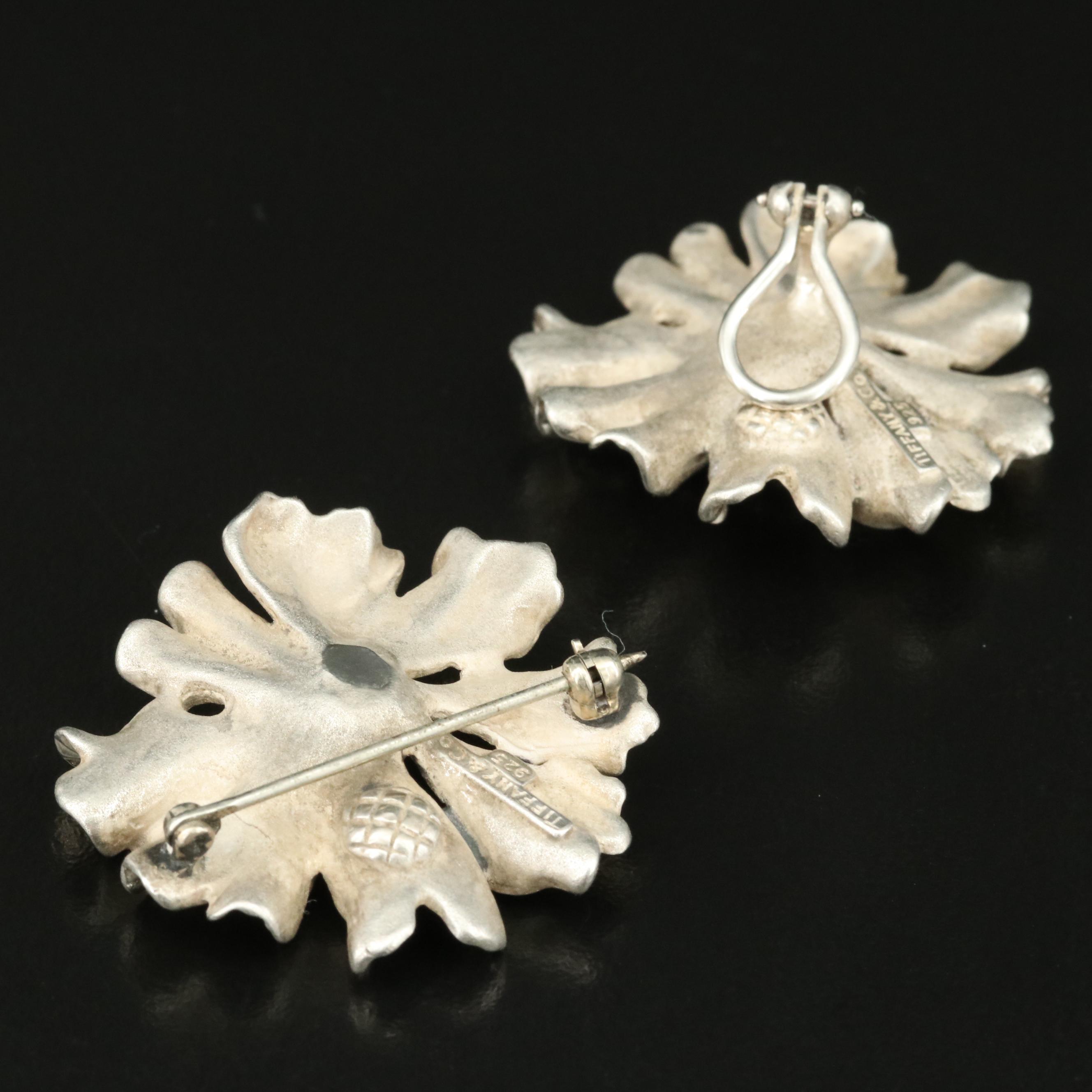 Tiffany & Co. Sterling Marigold Flower Brooch and Single Earring