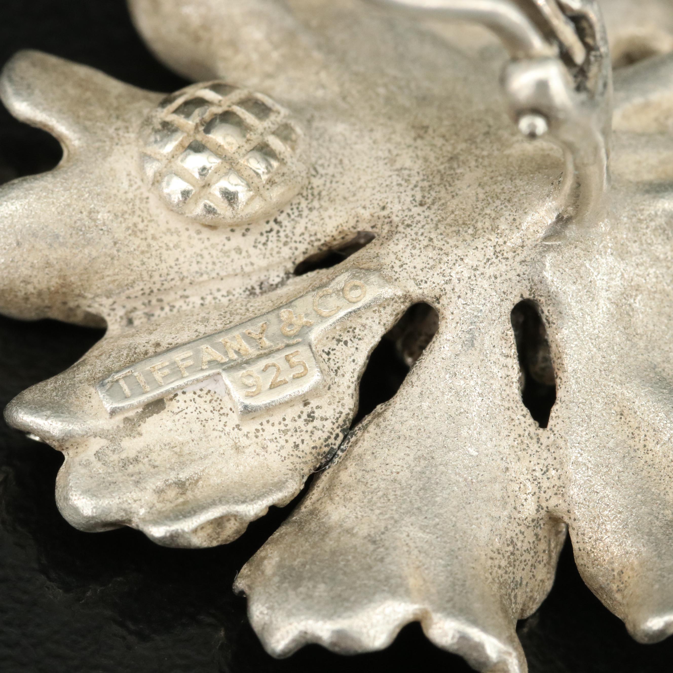 Tiffany & Co. Sterling Marigold Flower Brooch and Single Earring