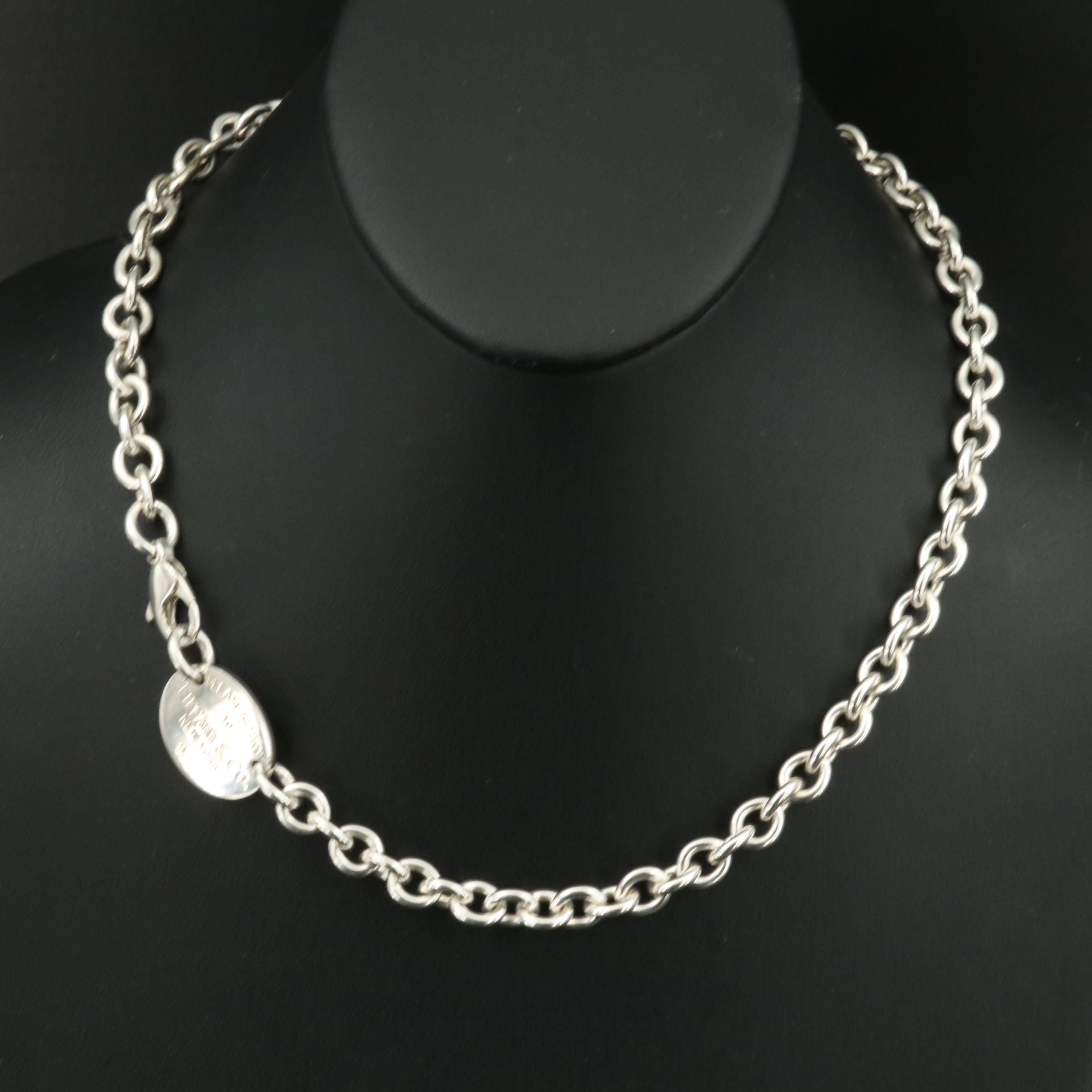 Tiffany & Co. "Return to Tiffany" Sterling Oval Tag Necklace