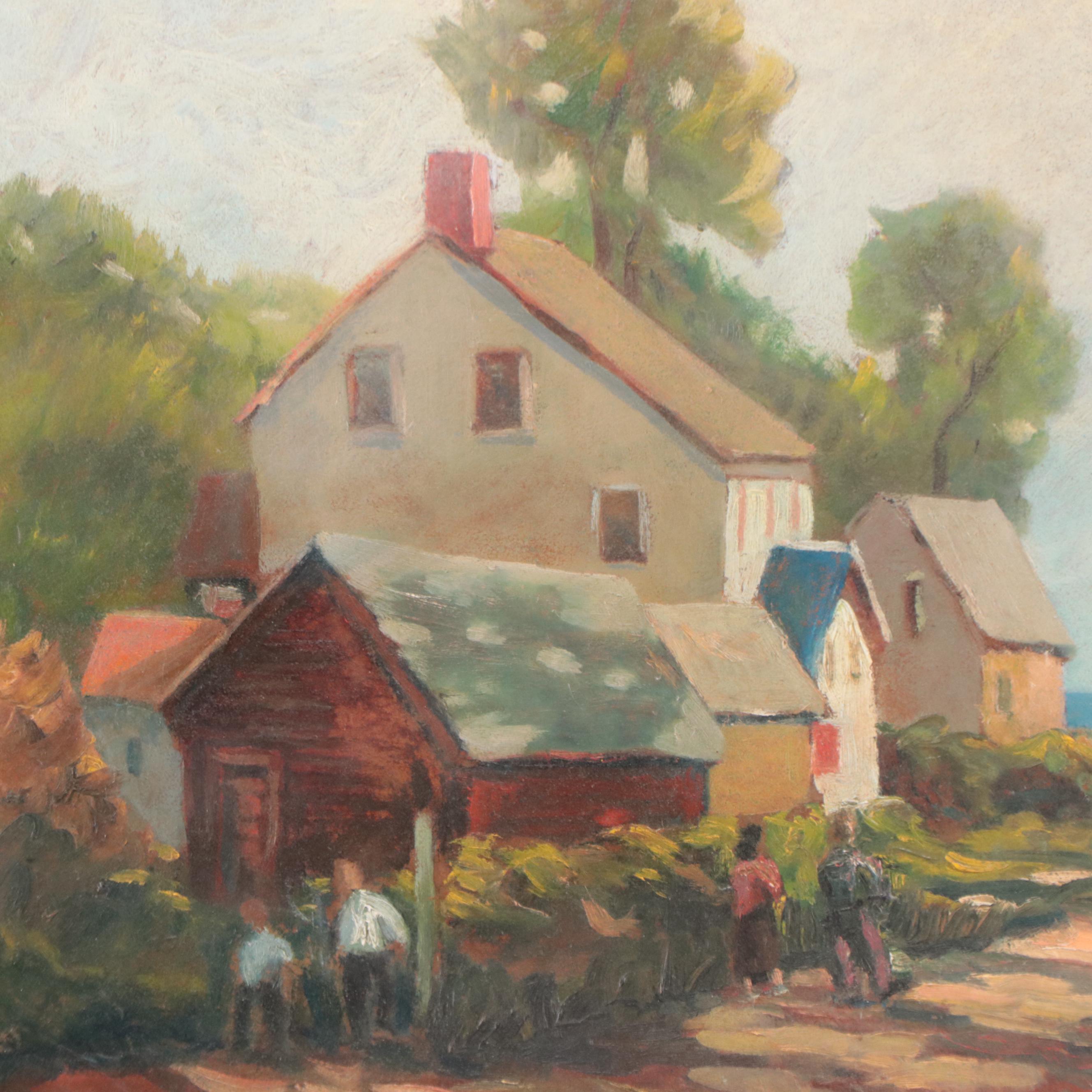 Nicoll Residential Coastal Town Landscape Oil Painting