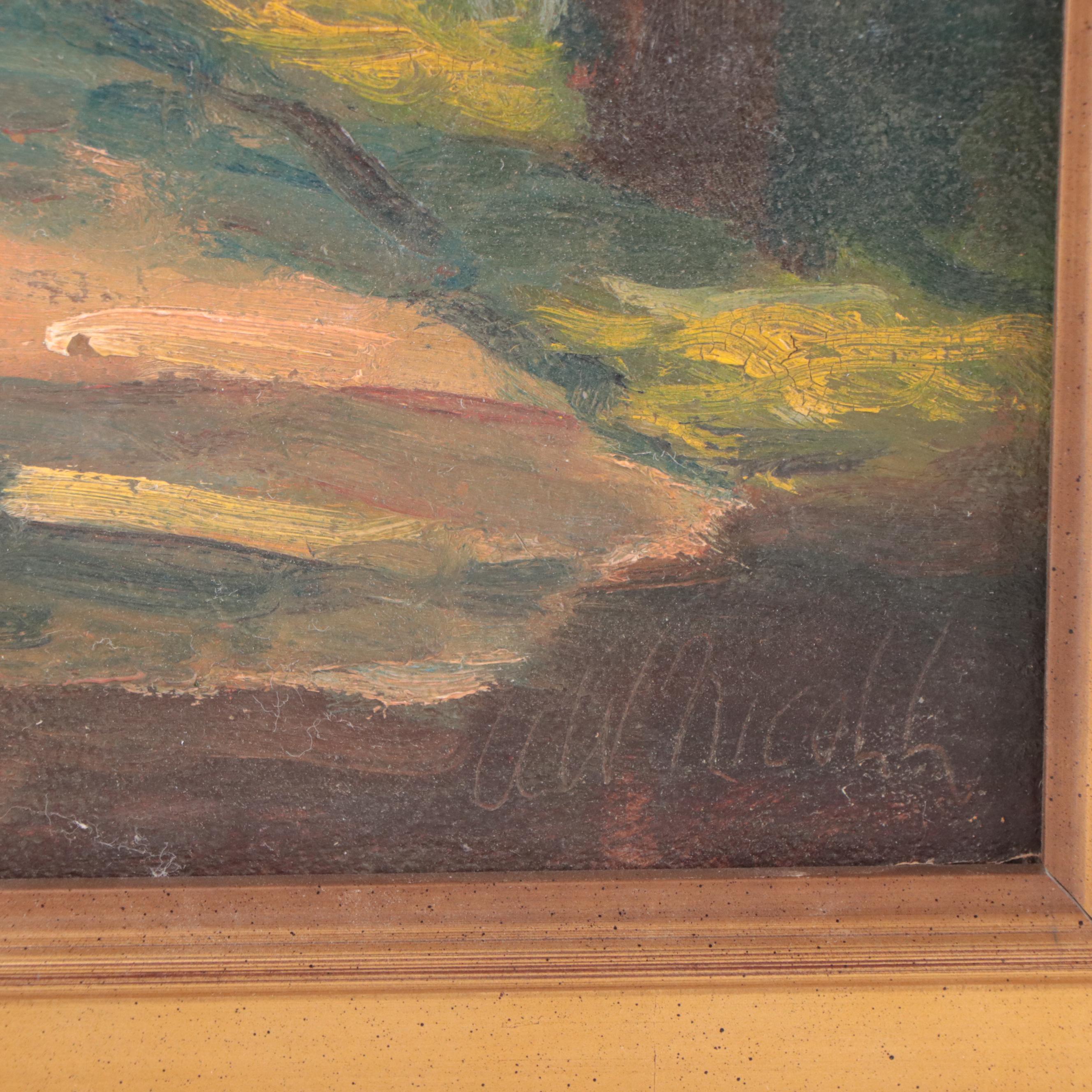 Nicoll Residential Coastal Town Landscape Oil Painting