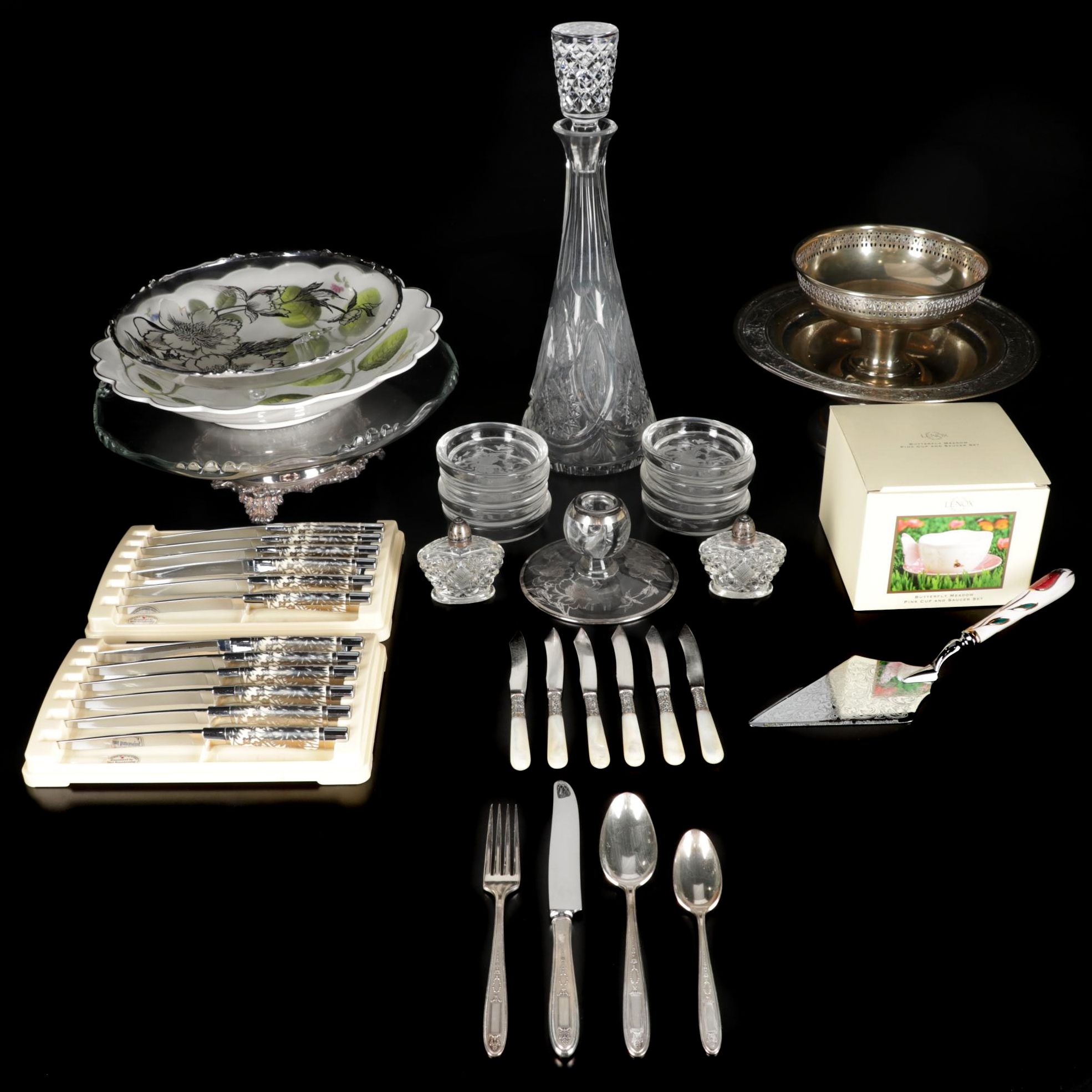 Victorian MOP Handled Fruit Knives and Other Tableware