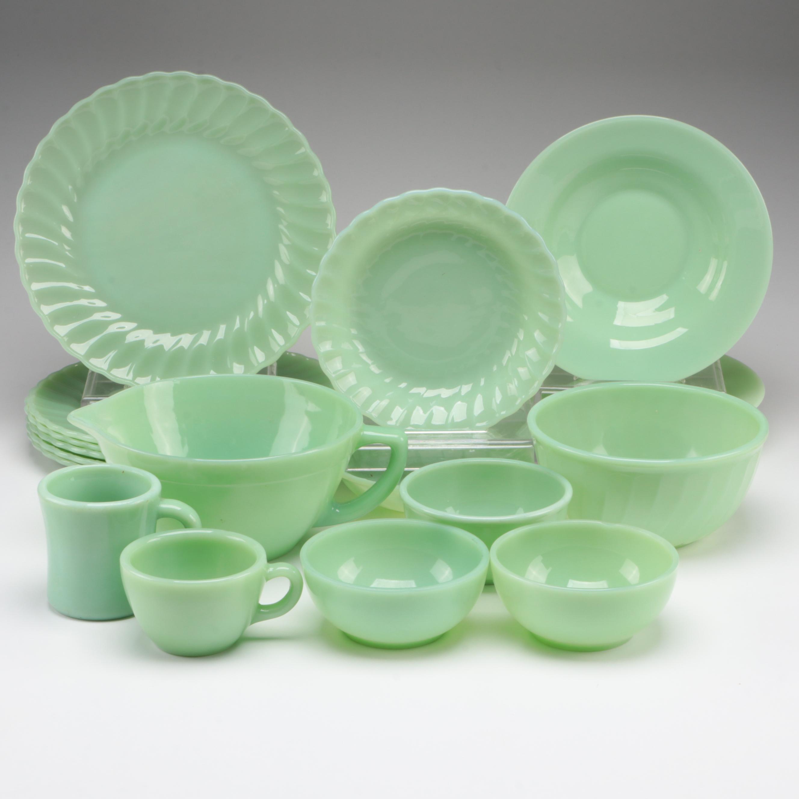 Anchor Hocking Fire-King "Swirl Jadeite Shell" and Other Jadeite Tableware