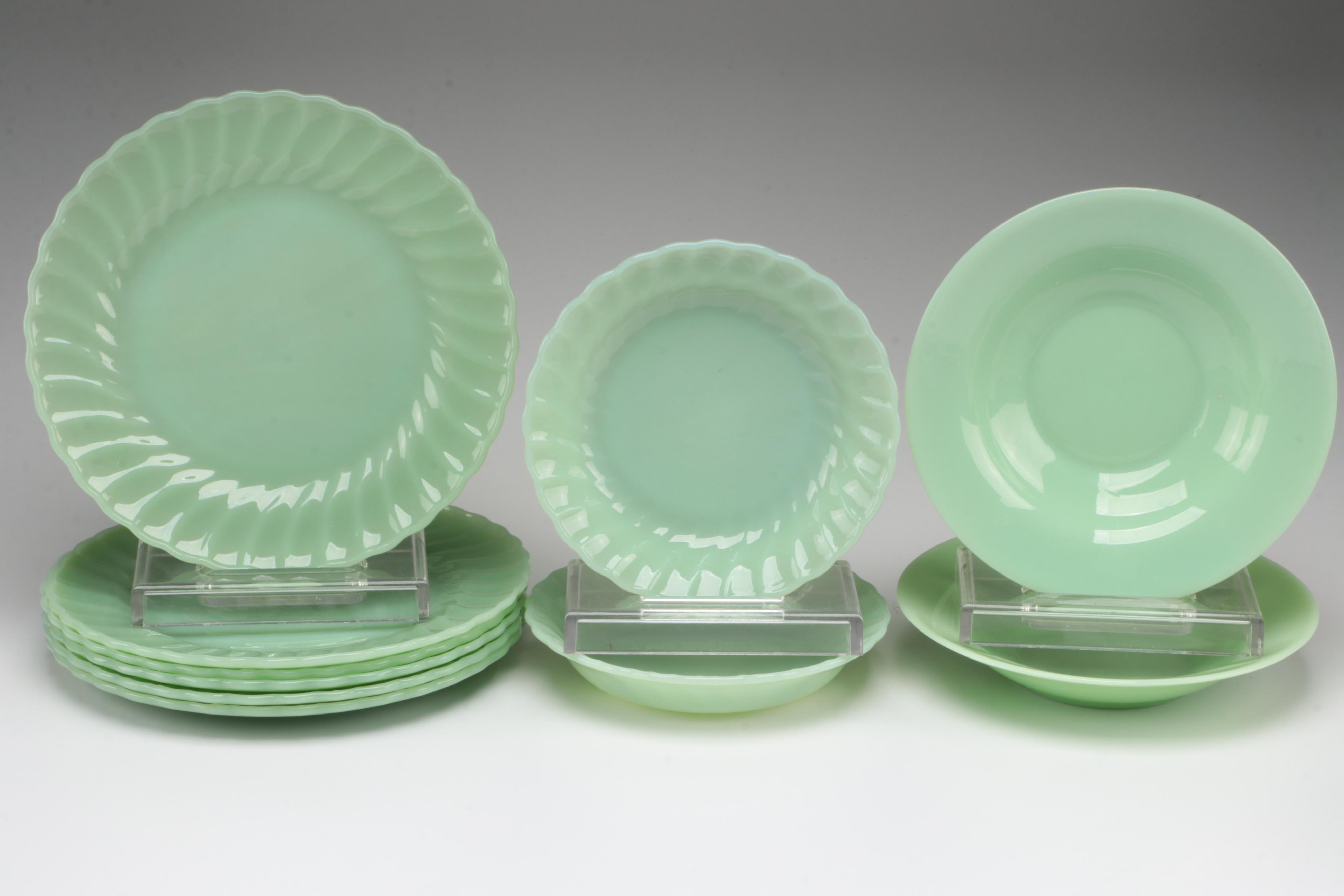 Anchor Hocking Fire-King "Swirl Jadeite Shell" and Other Jadeite Tableware