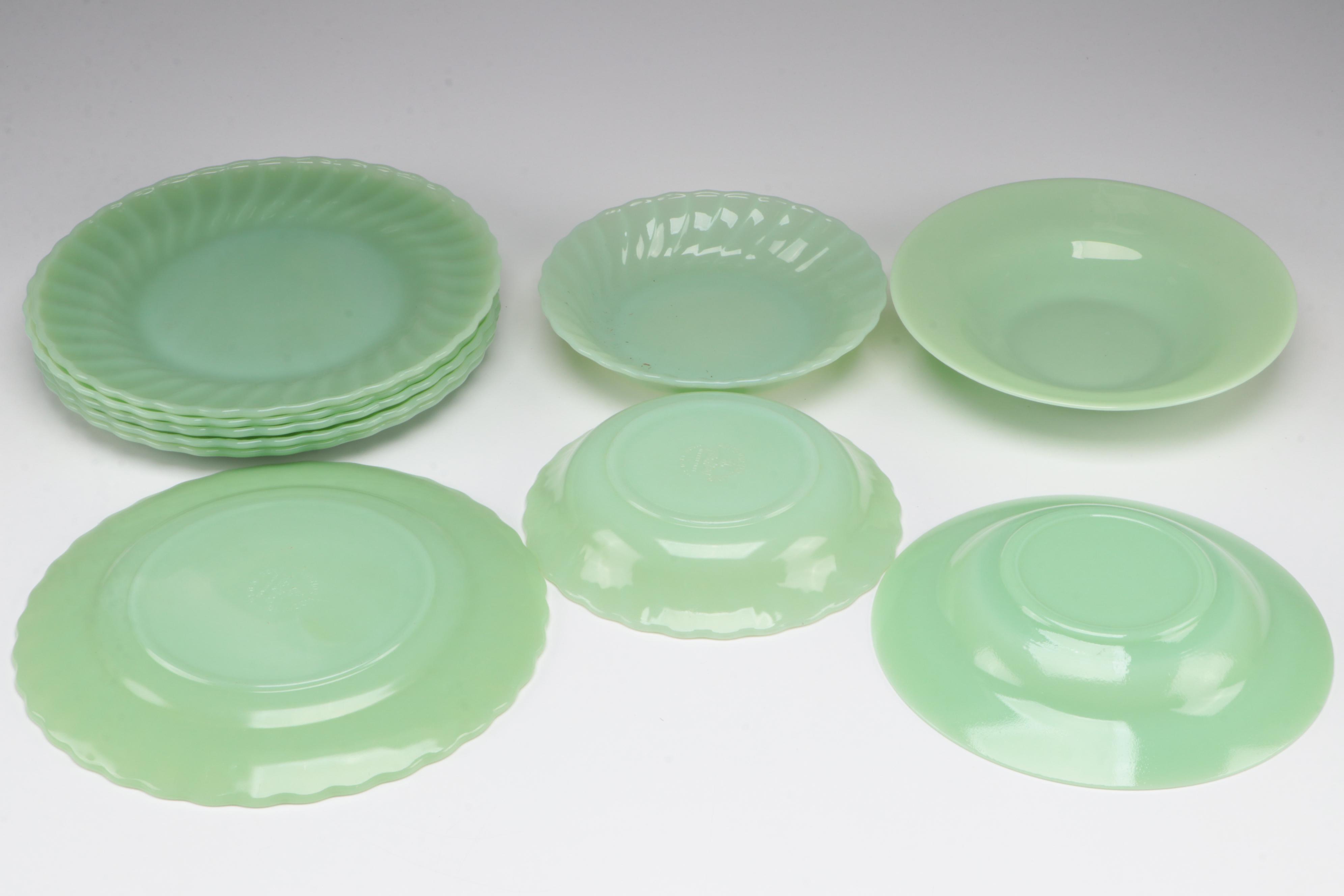 Anchor Hocking Fire-King "Swirl Jadeite Shell" and Other Jadeite Tableware