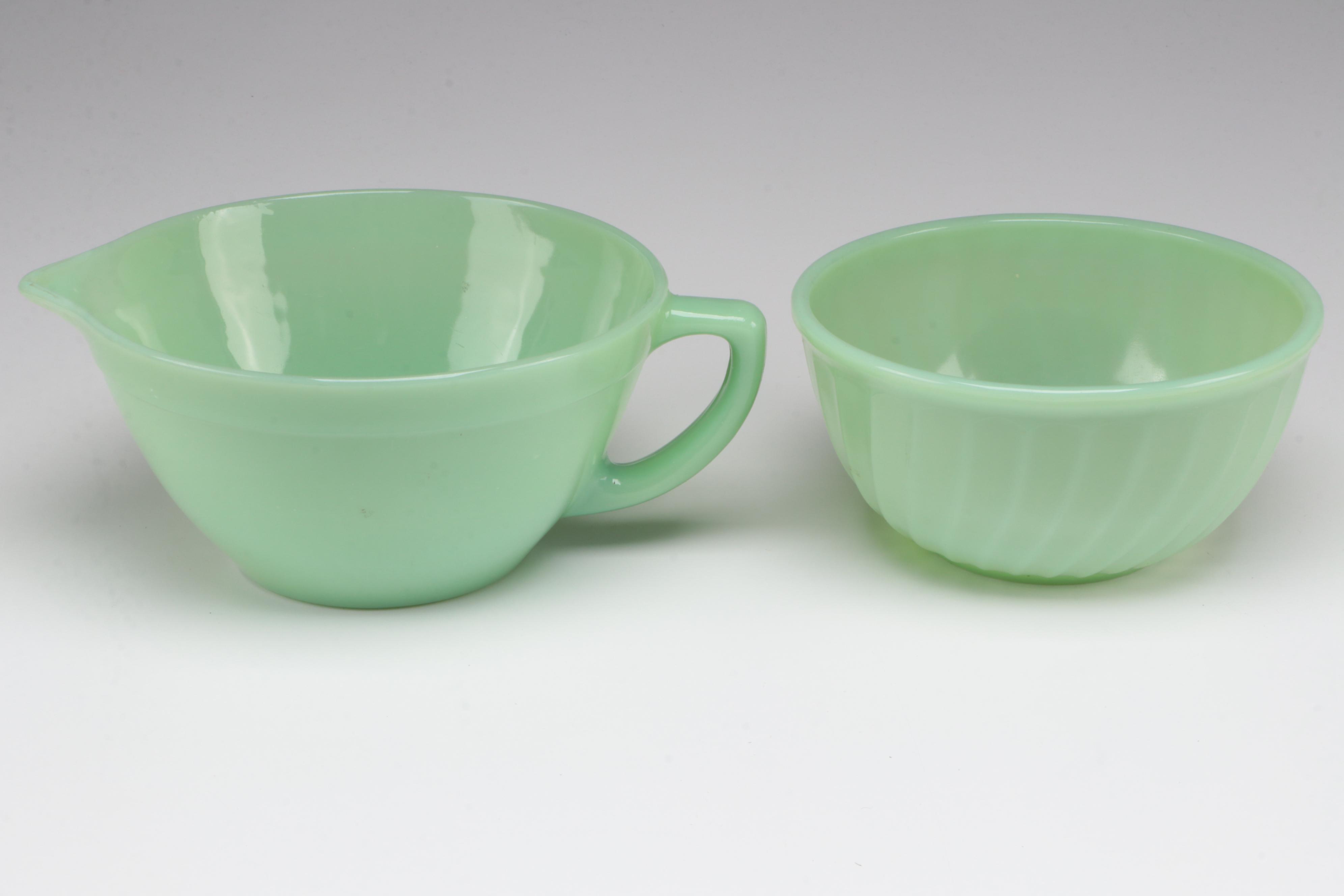 Anchor Hocking Fire-King "Swirl Jadeite Shell" and Other Jadeite Tableware