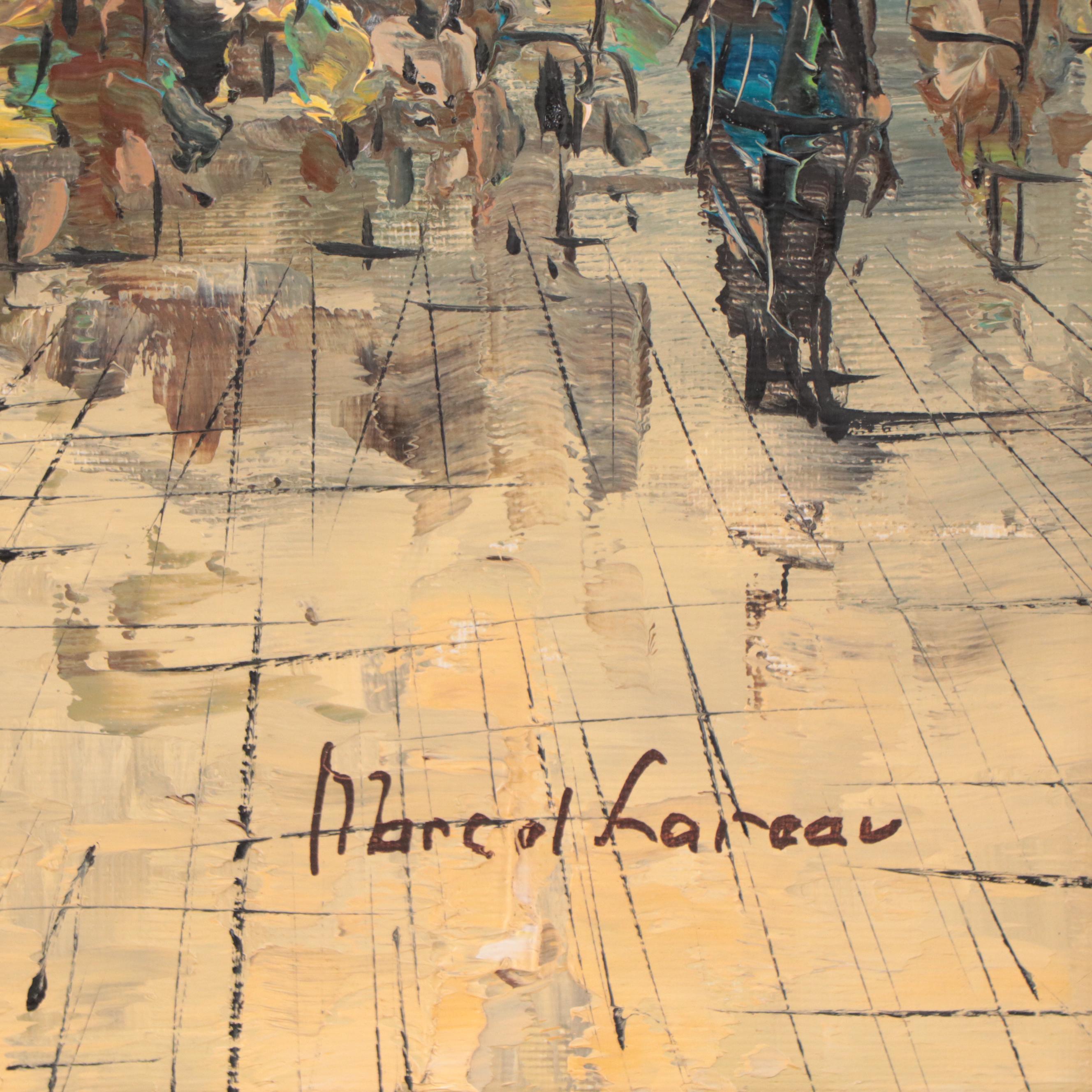 Marcel Lareau Parisian Street Scene Oil Painting