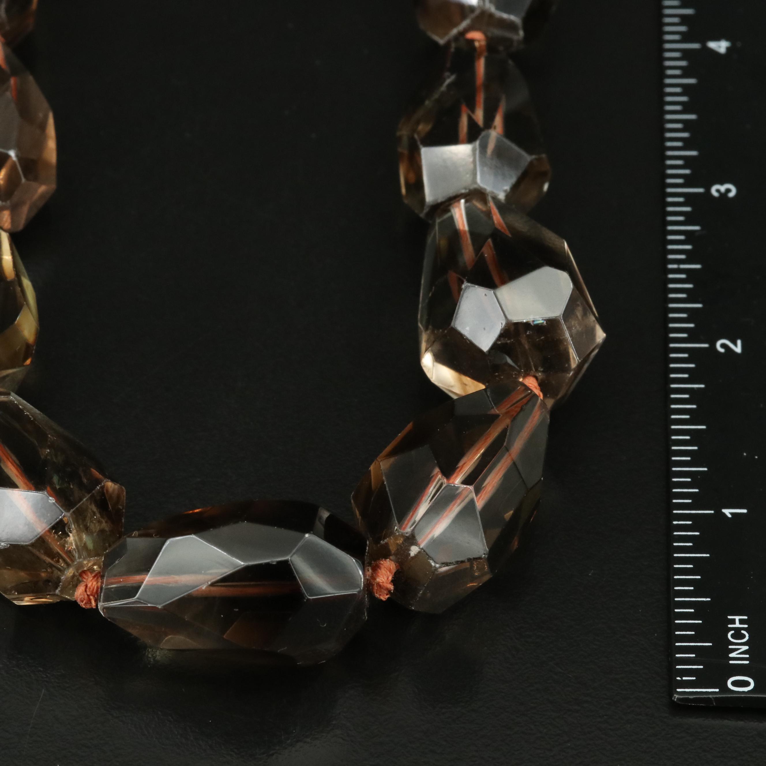 Smoky Quartz Necklace with Sterling Clasp