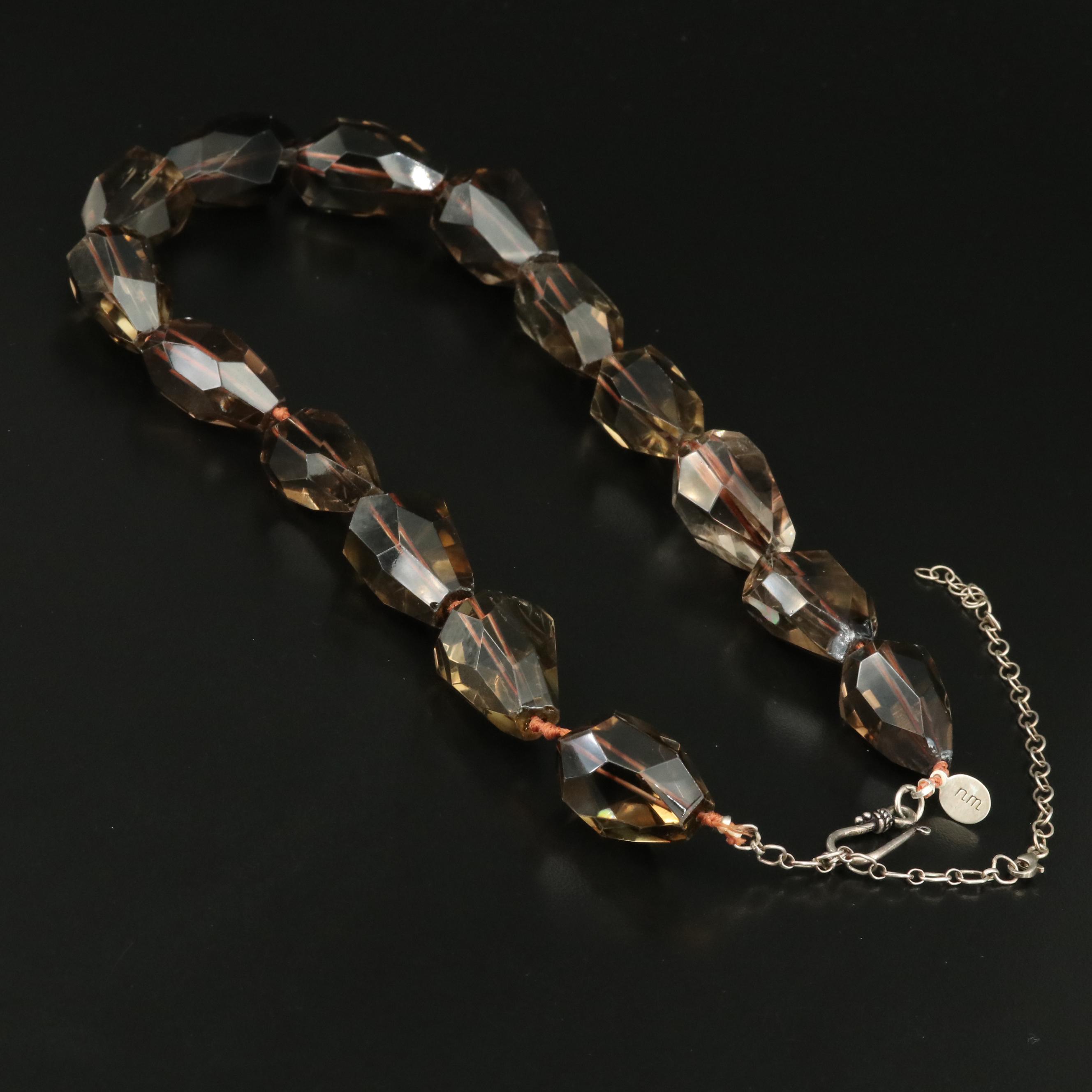 Smoky Quartz Necklace with Sterling Clasp