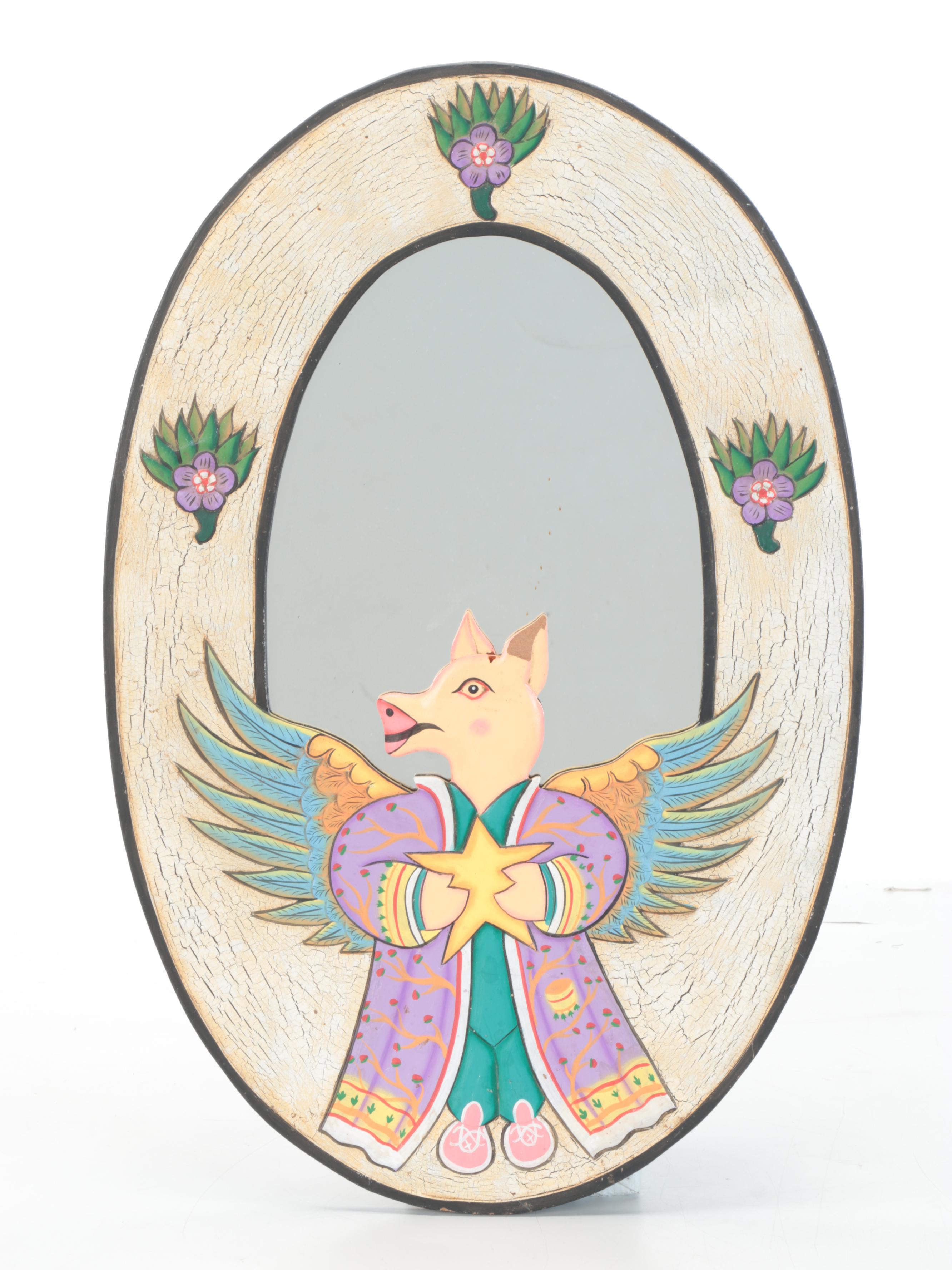 Chinese Woodblock Prints of Imperial Court with Ceramic Table Lamp and More