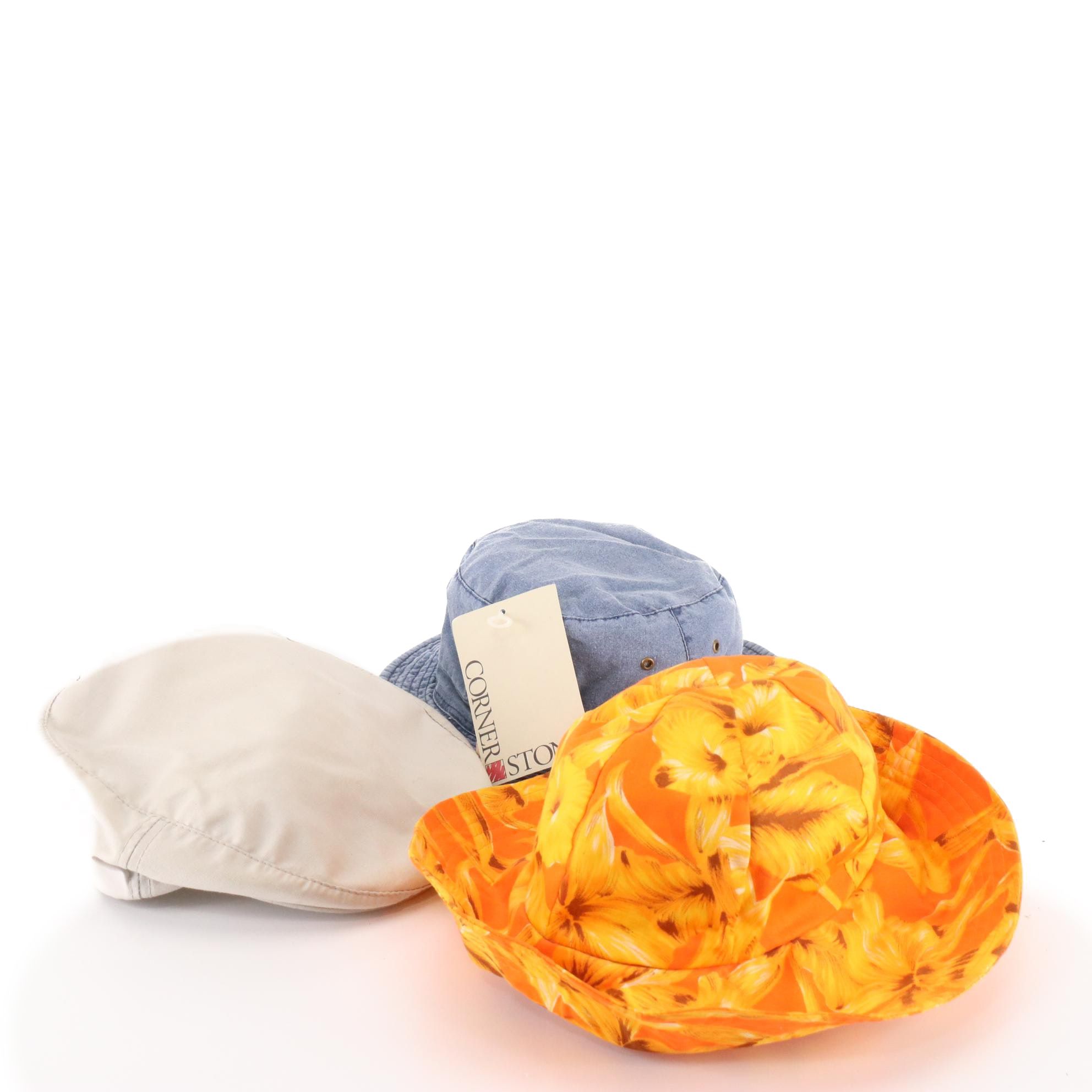 Corner Stone Reversible Denim Bucket Hat with Headwear Cap and Other Bucket Hat