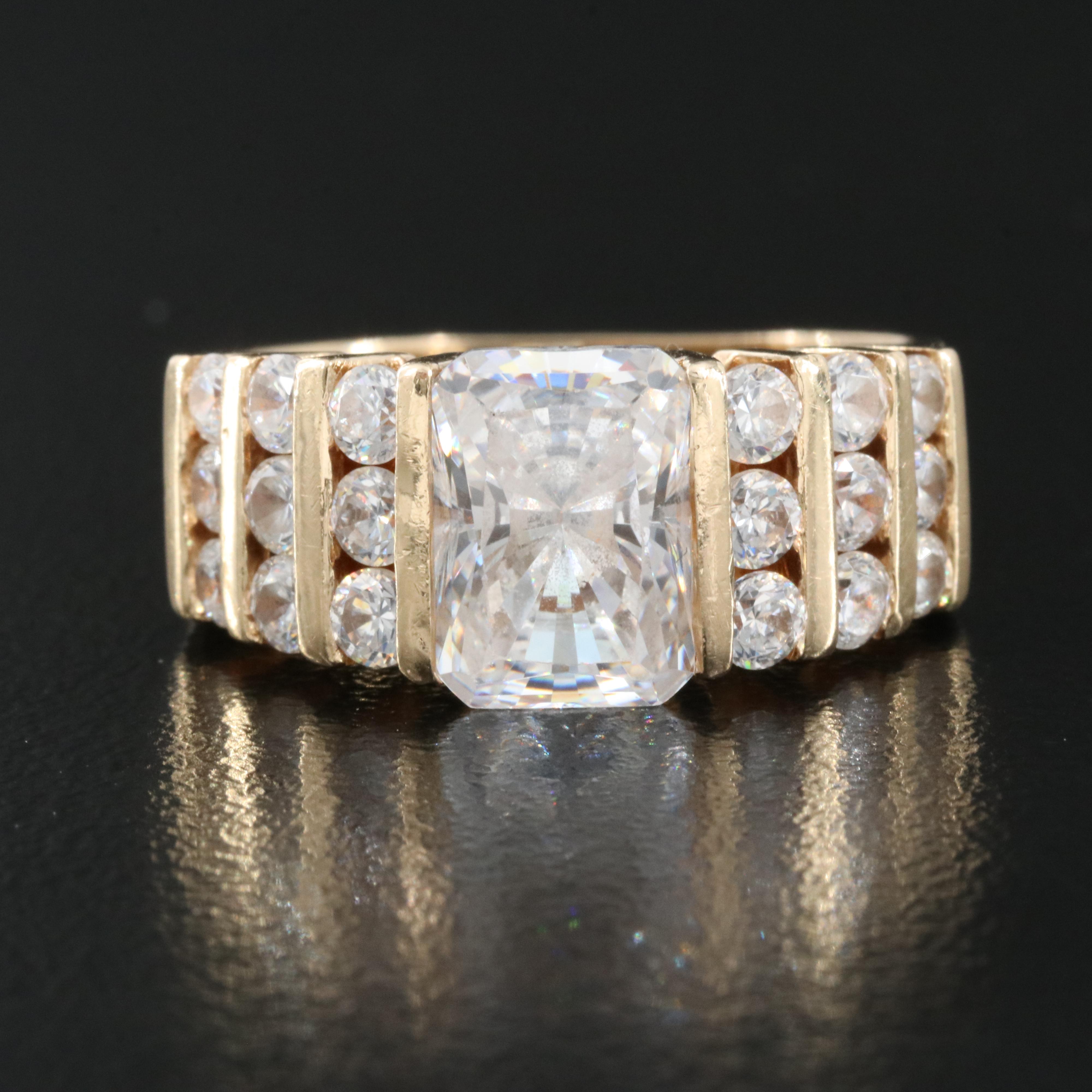 14K Cubic Zirconia Channel Set Ring with Euro Shank