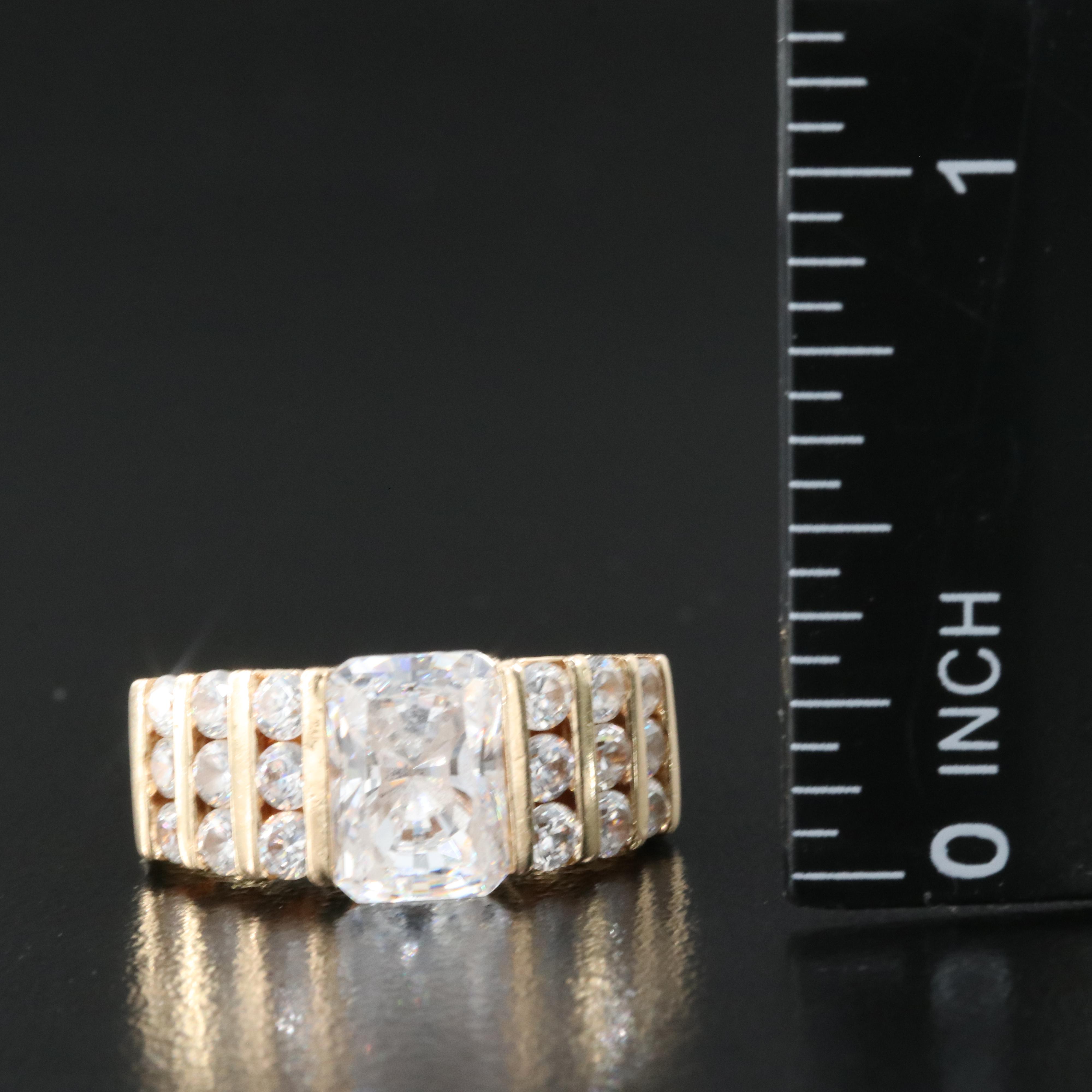 14K Cubic Zirconia Channel Set Ring with Euro Shank