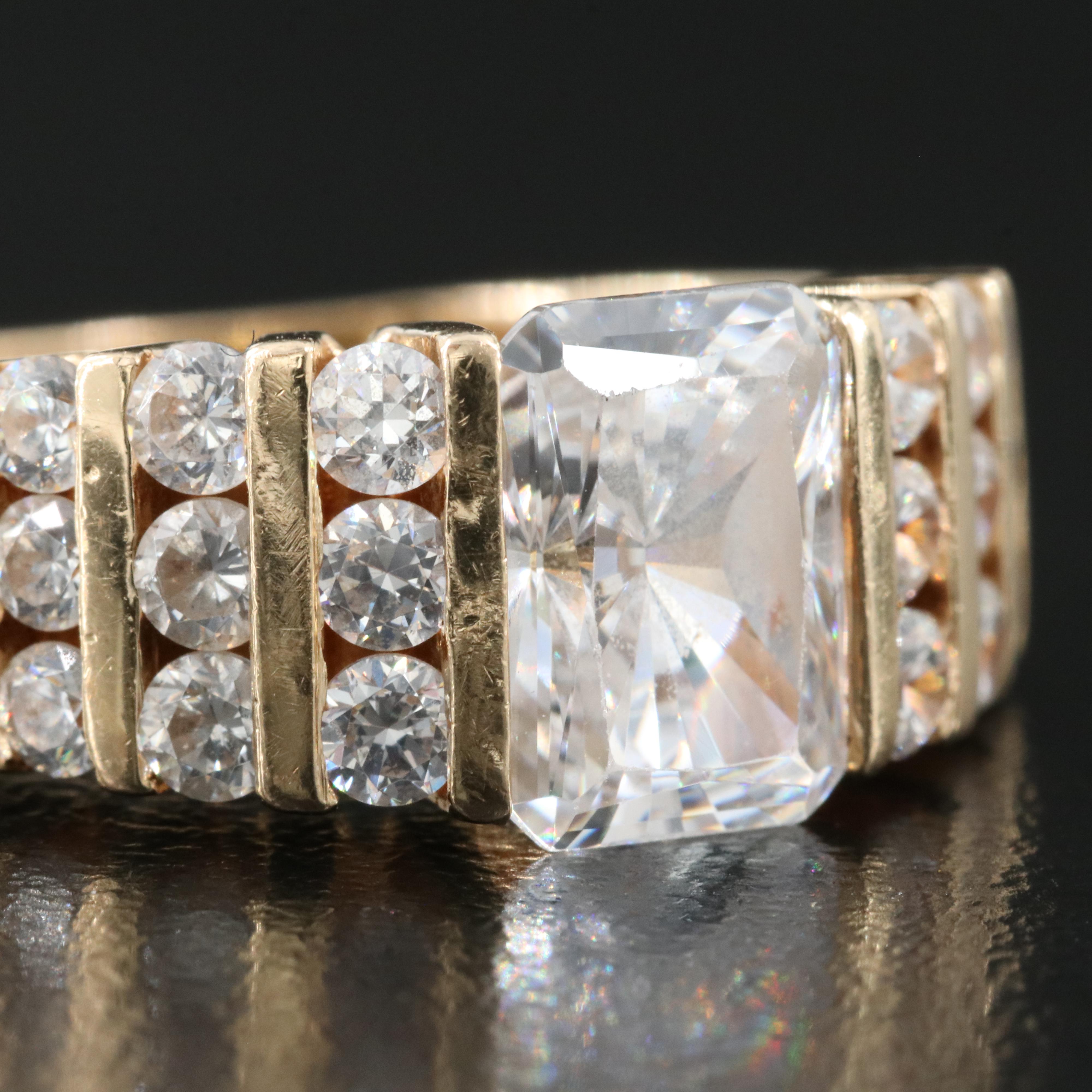 14K Cubic Zirconia Channel Set Ring with Euro Shank