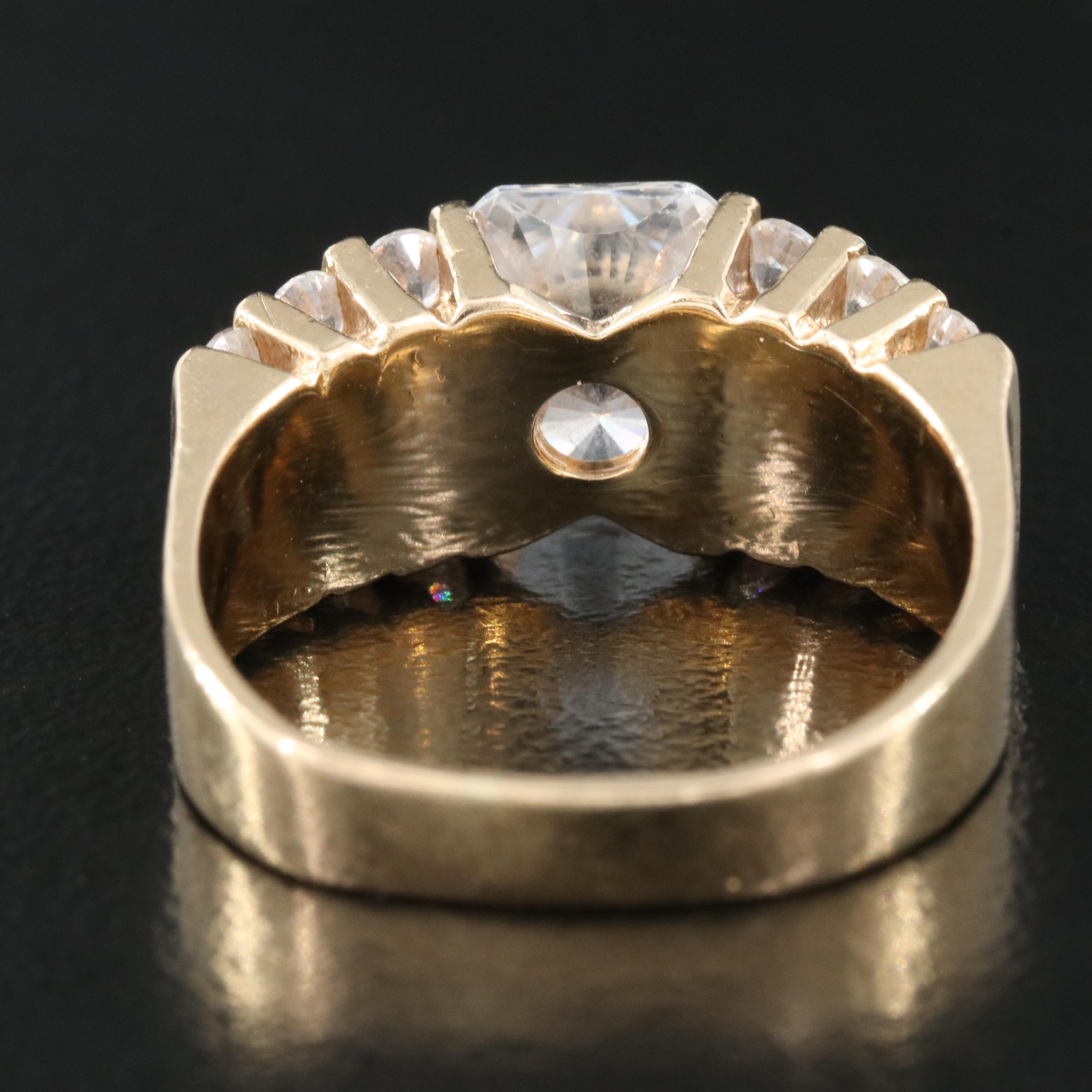 14K Cubic Zirconia Channel Set Ring with Euro Shank