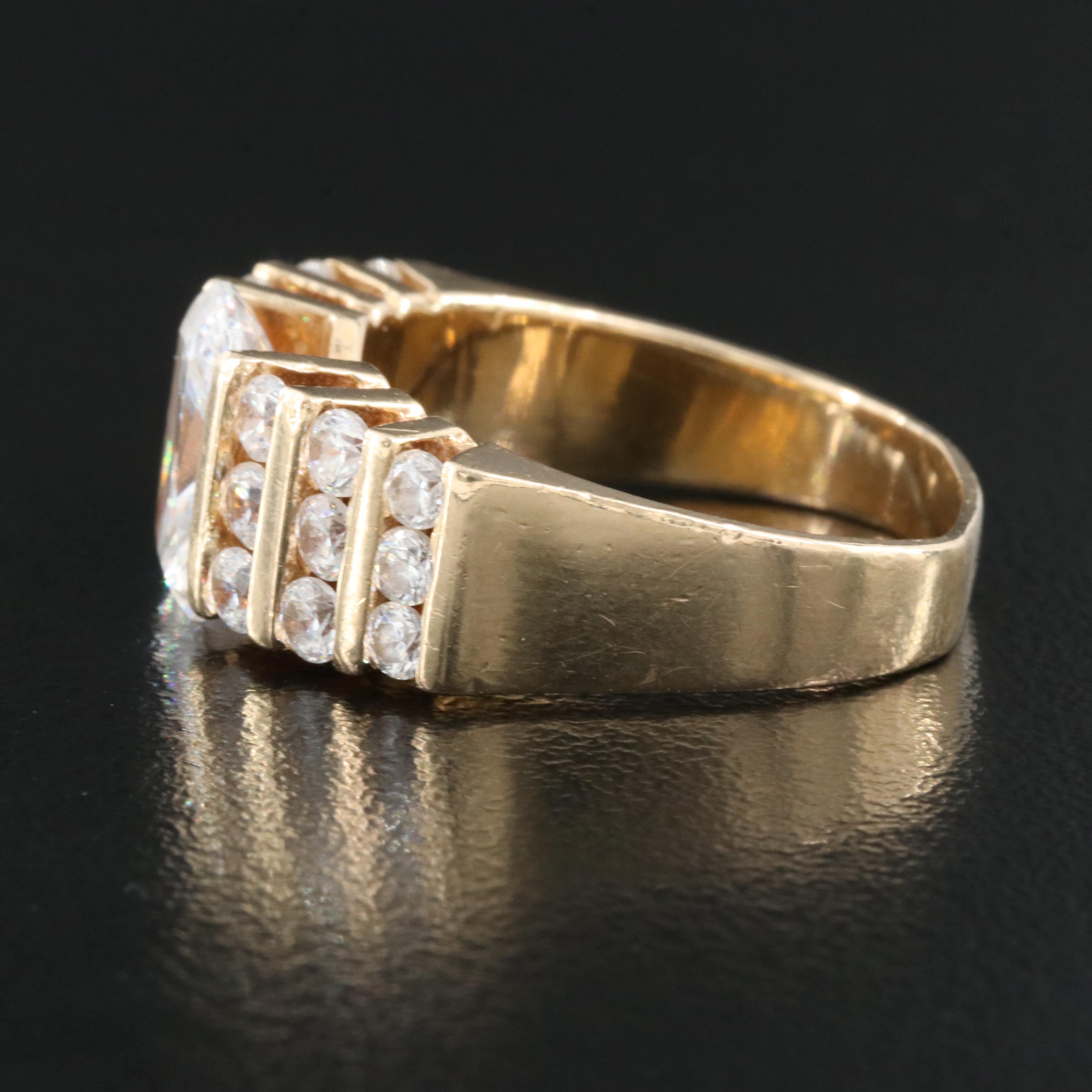 14K Cubic Zirconia Channel Set Ring with Euro Shank