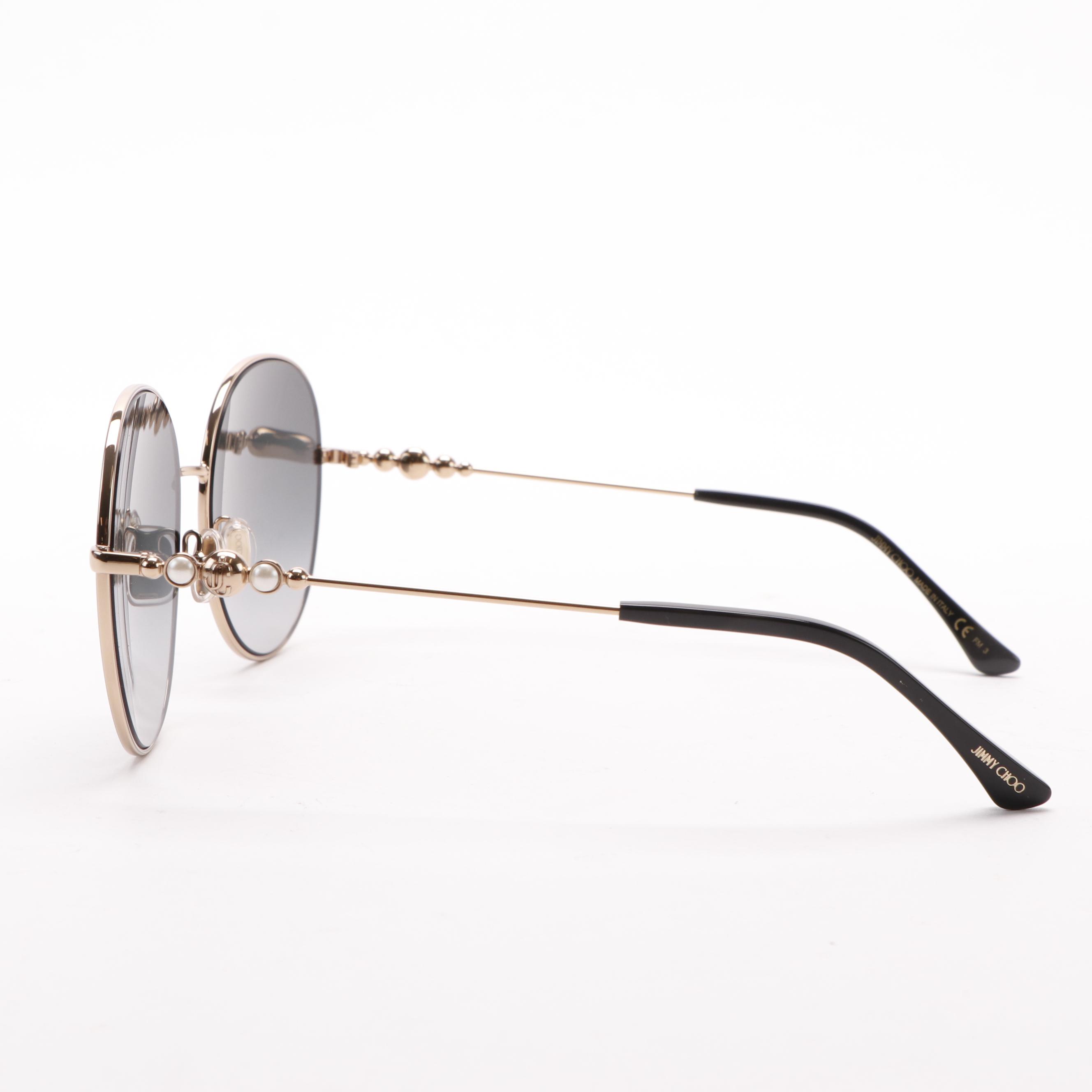 Jimmy Choo BIRDIE/S Black and Gold Round Sunglasses with Case