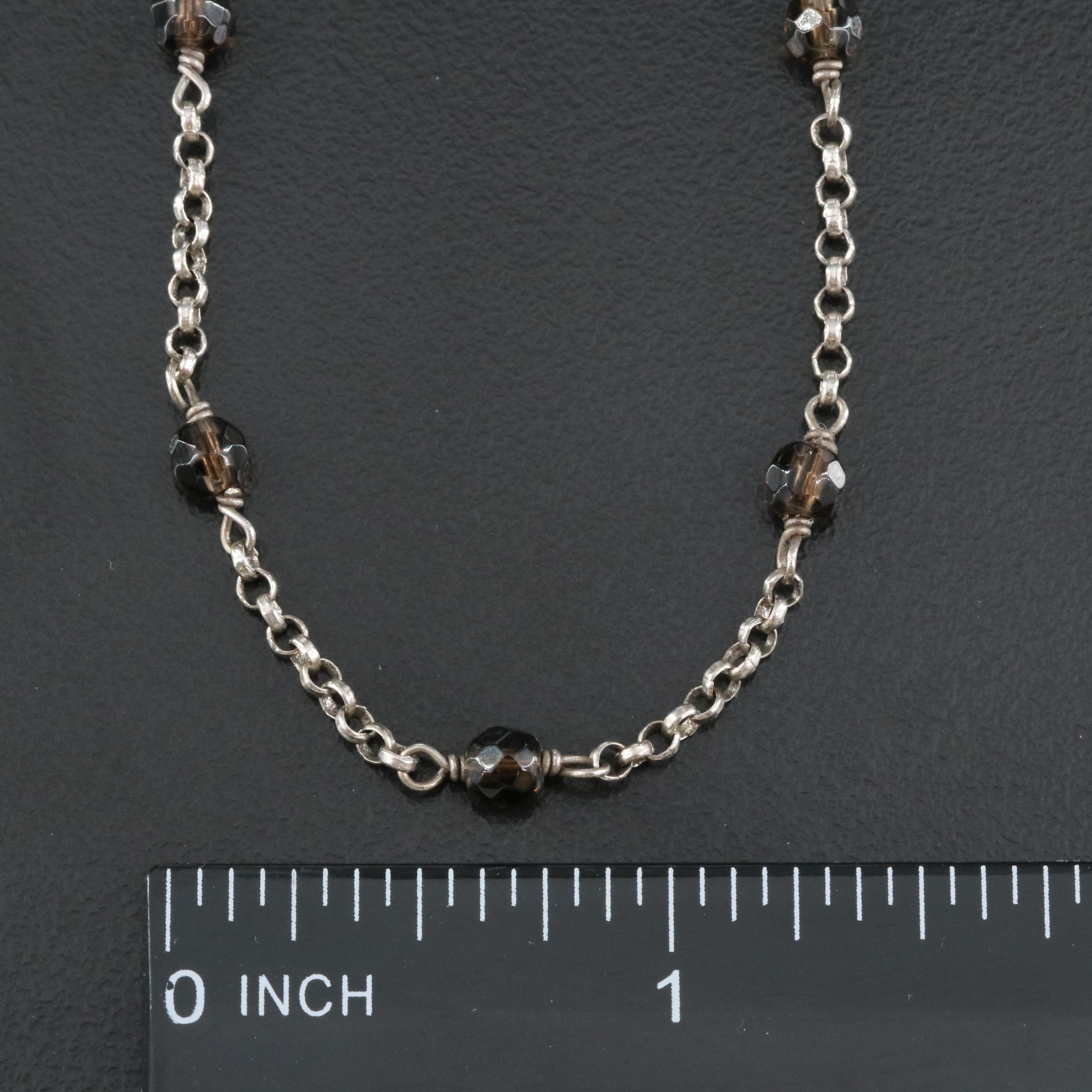 David Yurman "Calde" Sterling Smoky Quartz Station Necklace