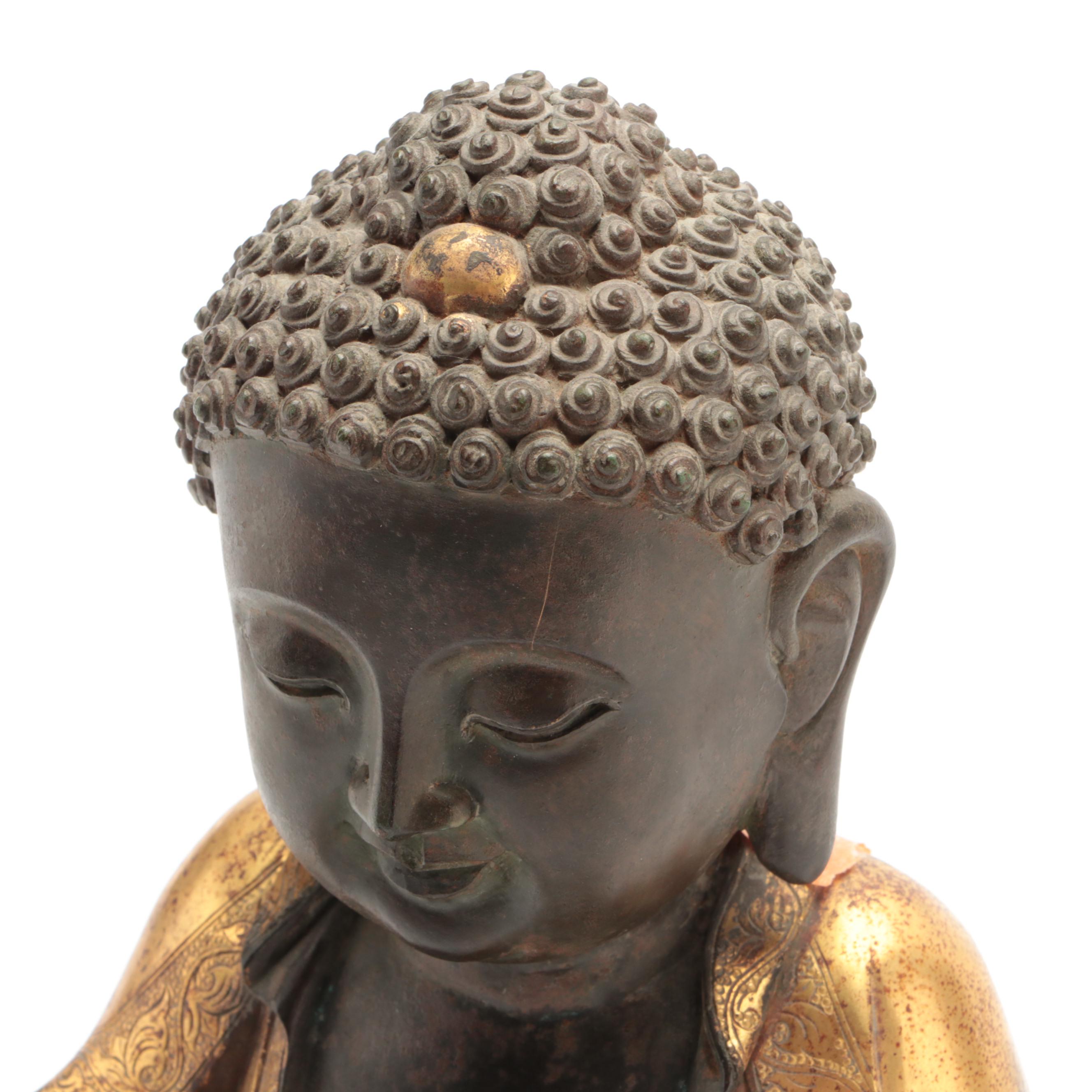 Chinese Gilt Bronze Buddha Sculpture in Dhyana Mudra