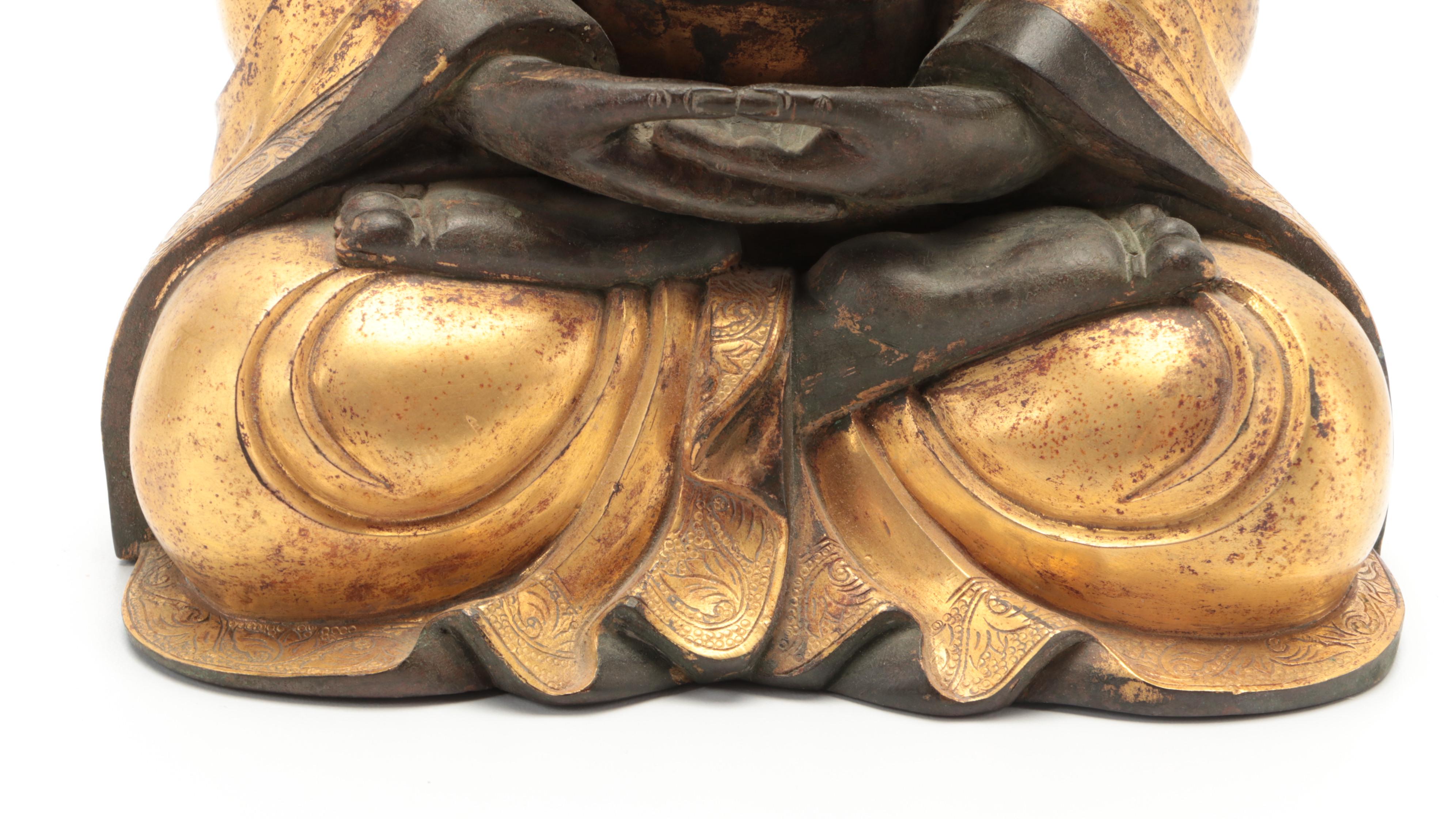 Chinese Gilt Bronze Buddha Sculpture in Dhyana Mudra