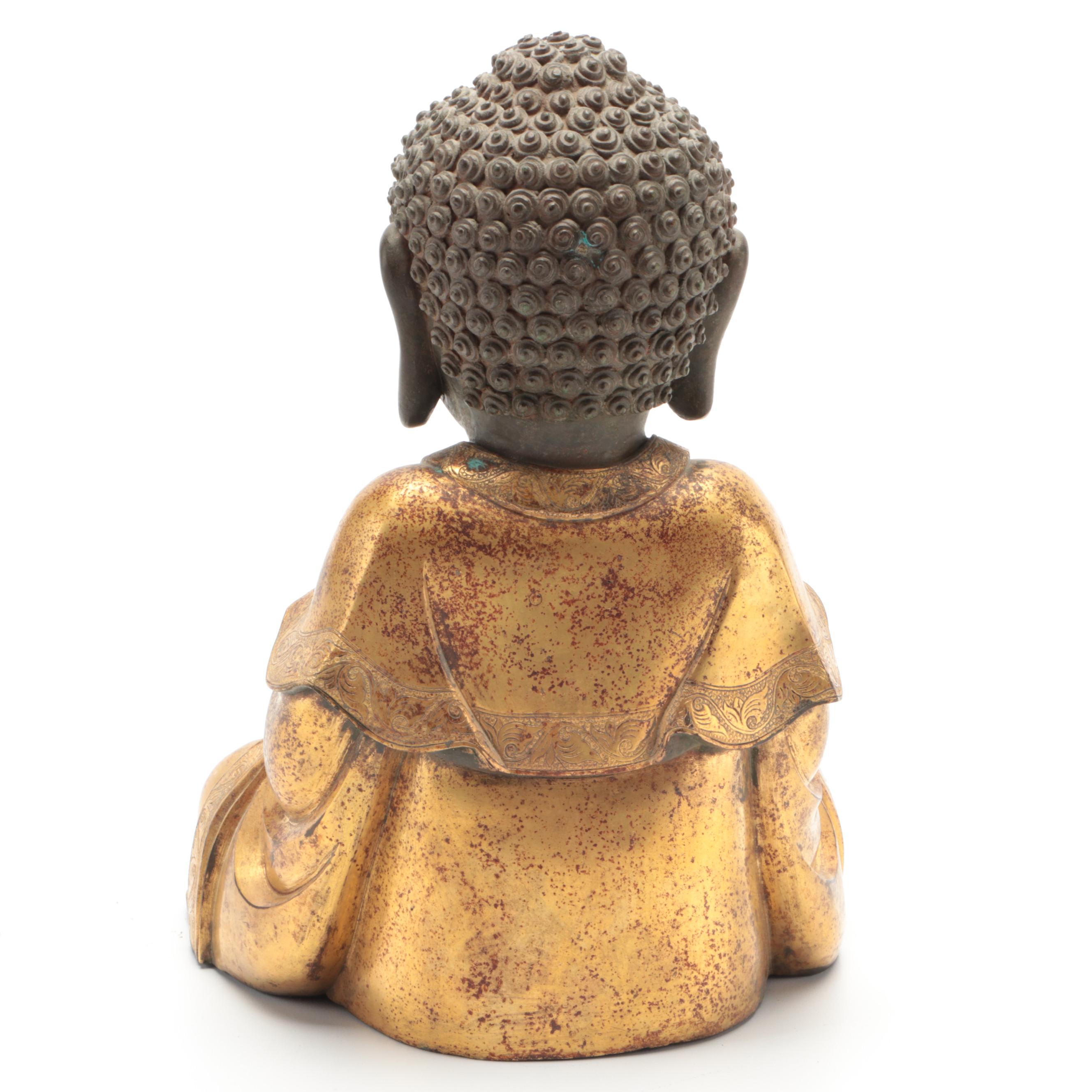Chinese Gilt Bronze Buddha Sculpture in Dhyana Mudra