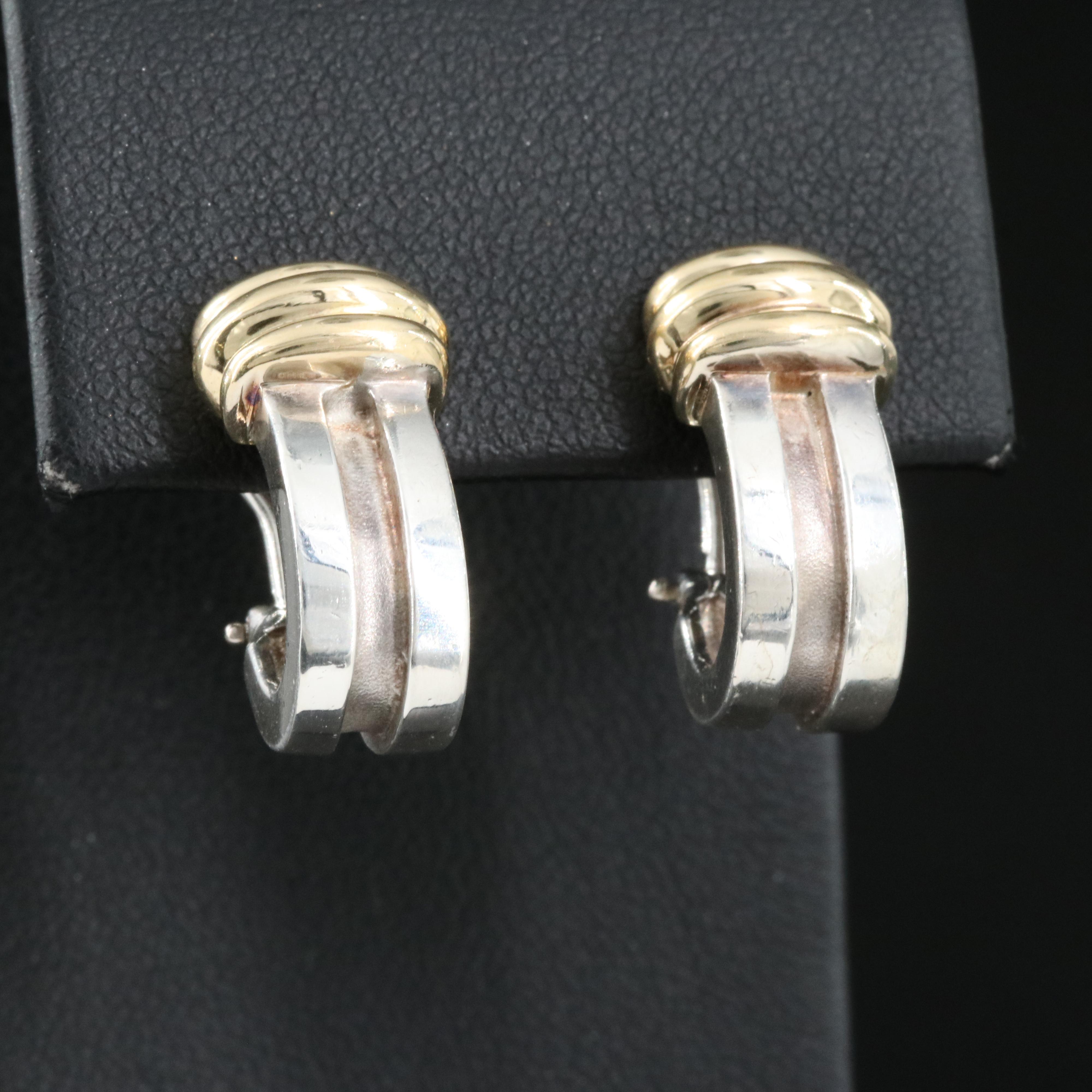 Tiffany & Co. "Atlas" Sterling J Hoop Earrings with 18K Accents