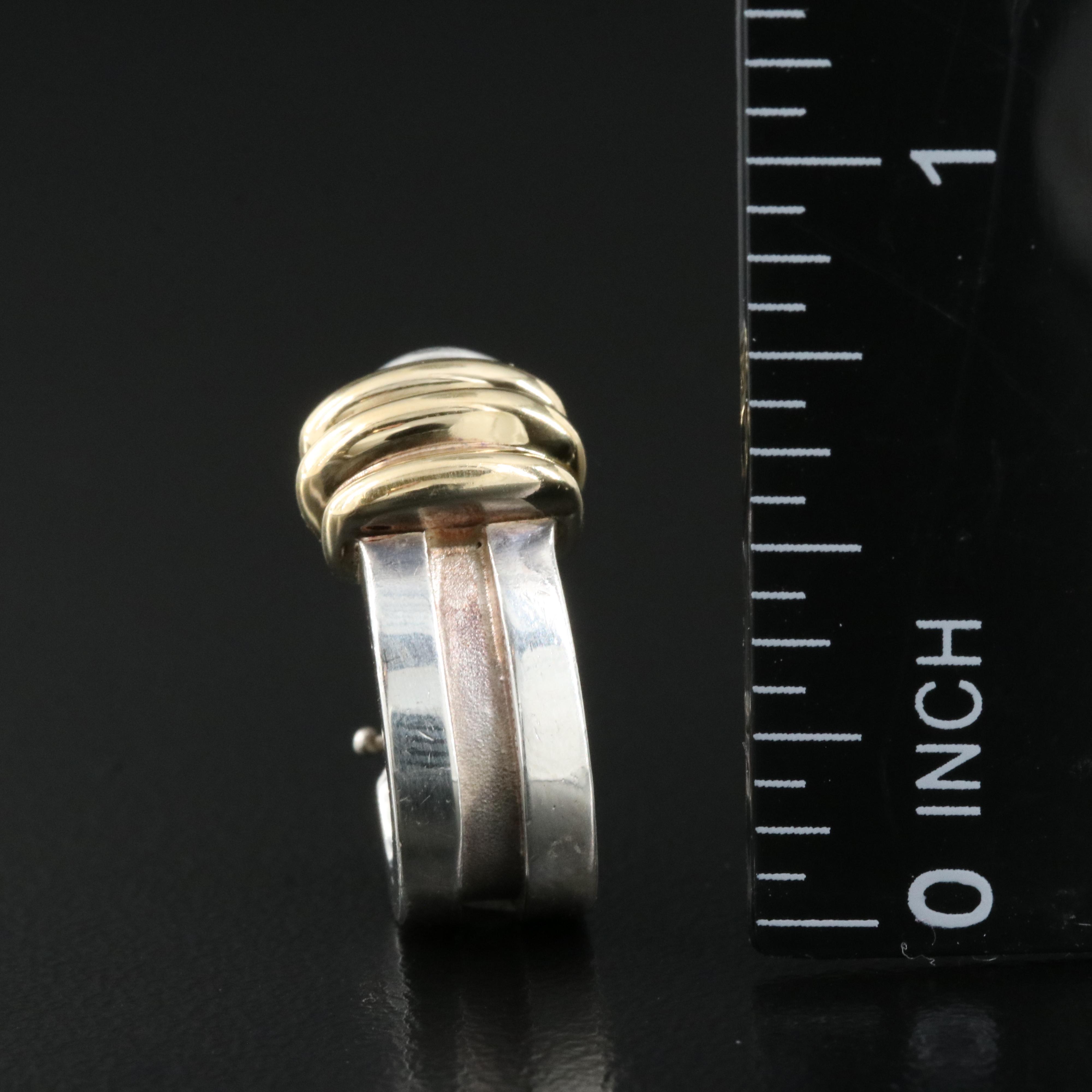 Tiffany & Co. "Atlas" Sterling J Hoop Earrings with 18K Accents