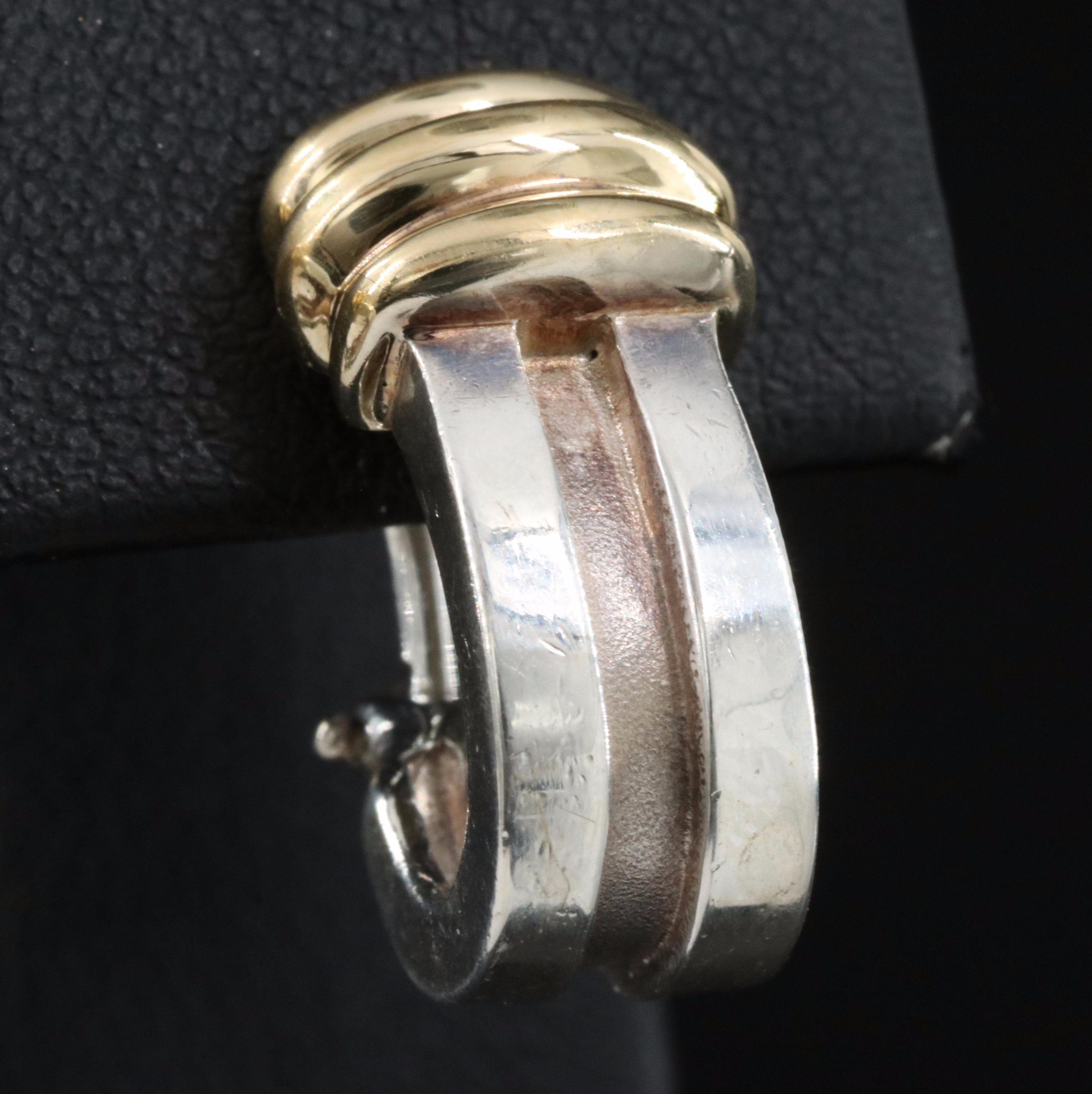 Tiffany & Co. "Atlas" Sterling J Hoop Earrings with 18K Accents