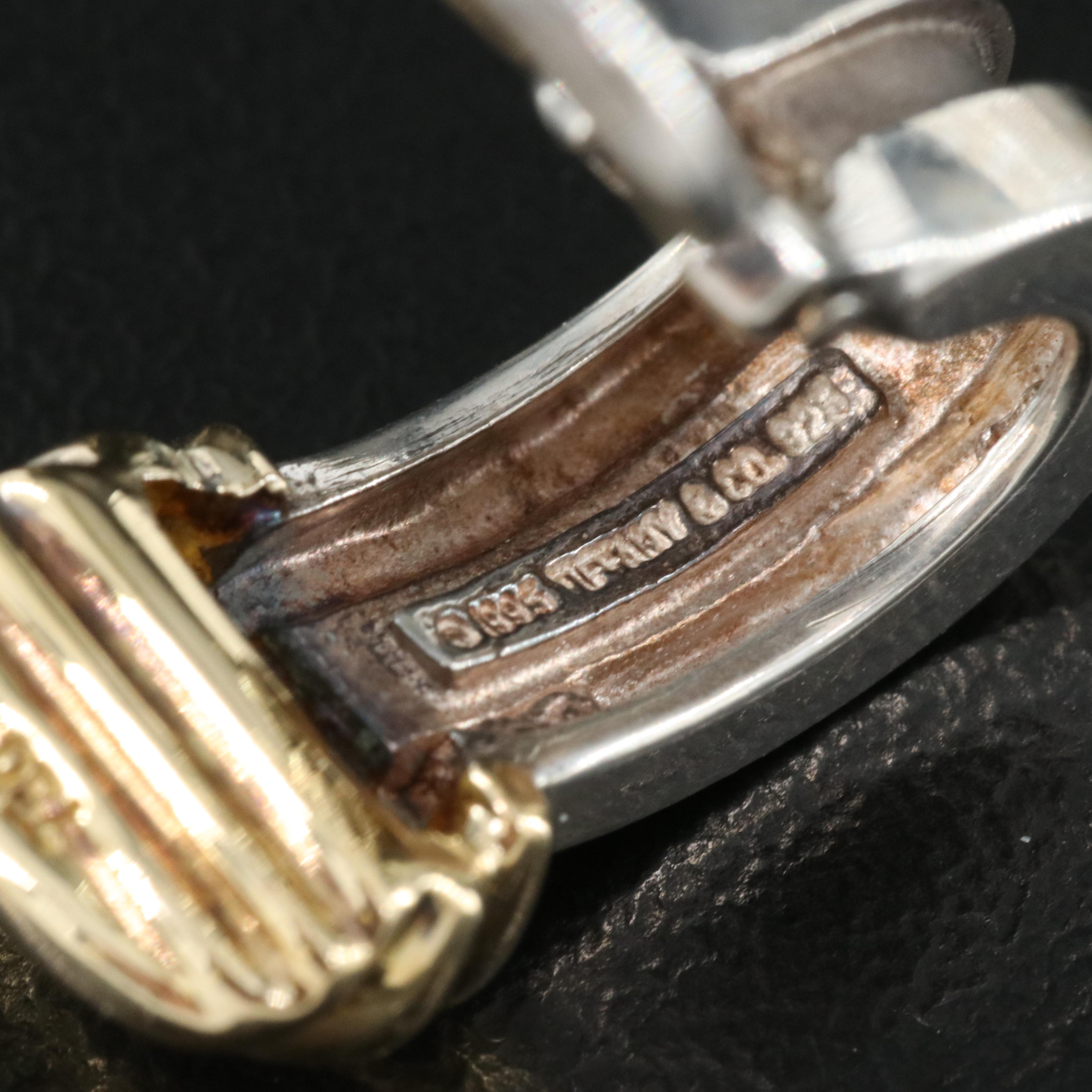 Tiffany & Co. "Atlas" Sterling J Hoop Earrings with 18K Accents