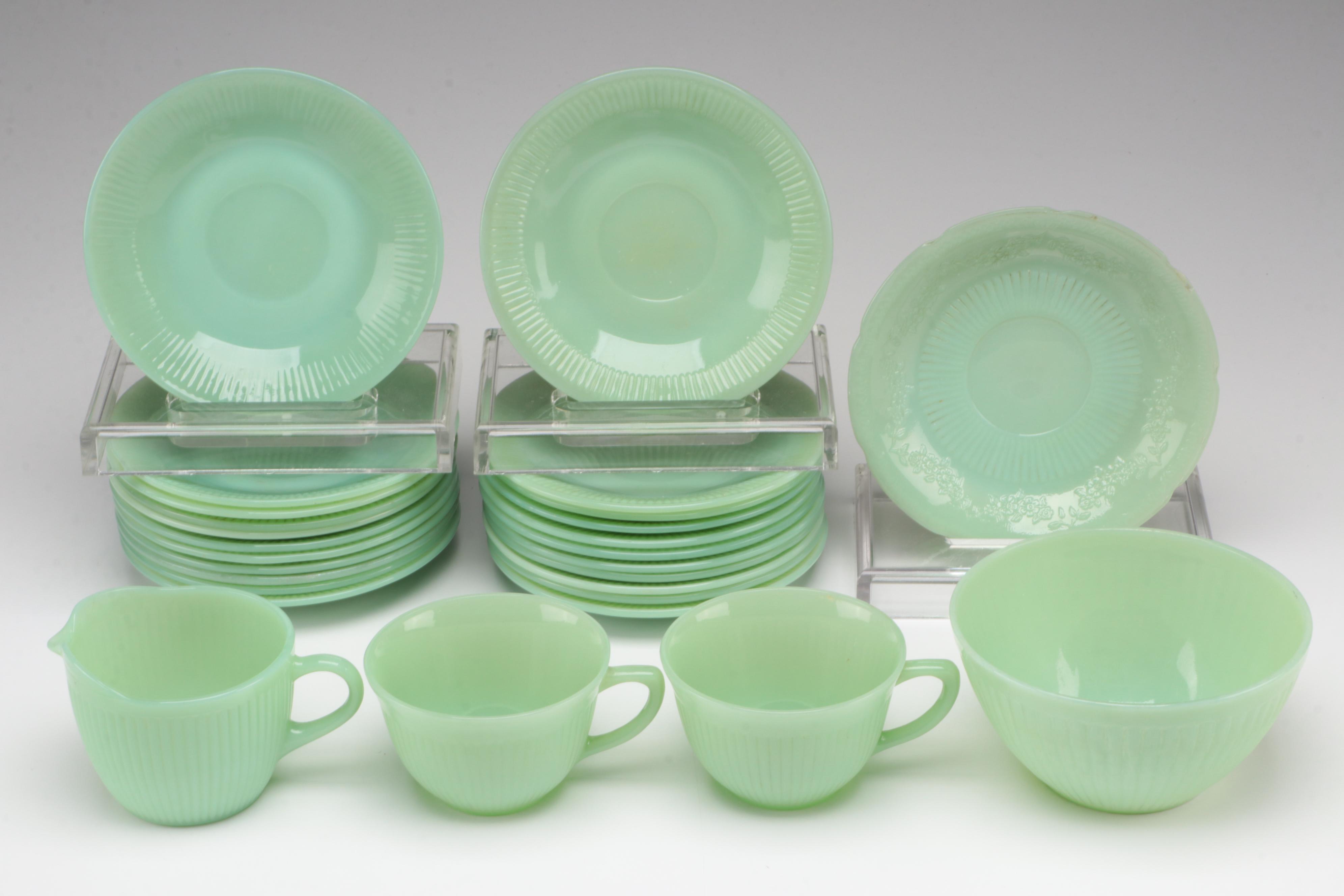 Anchor Hocking Fire-King "Jane Ray" and Other Jadeite Glass Dinnerware
