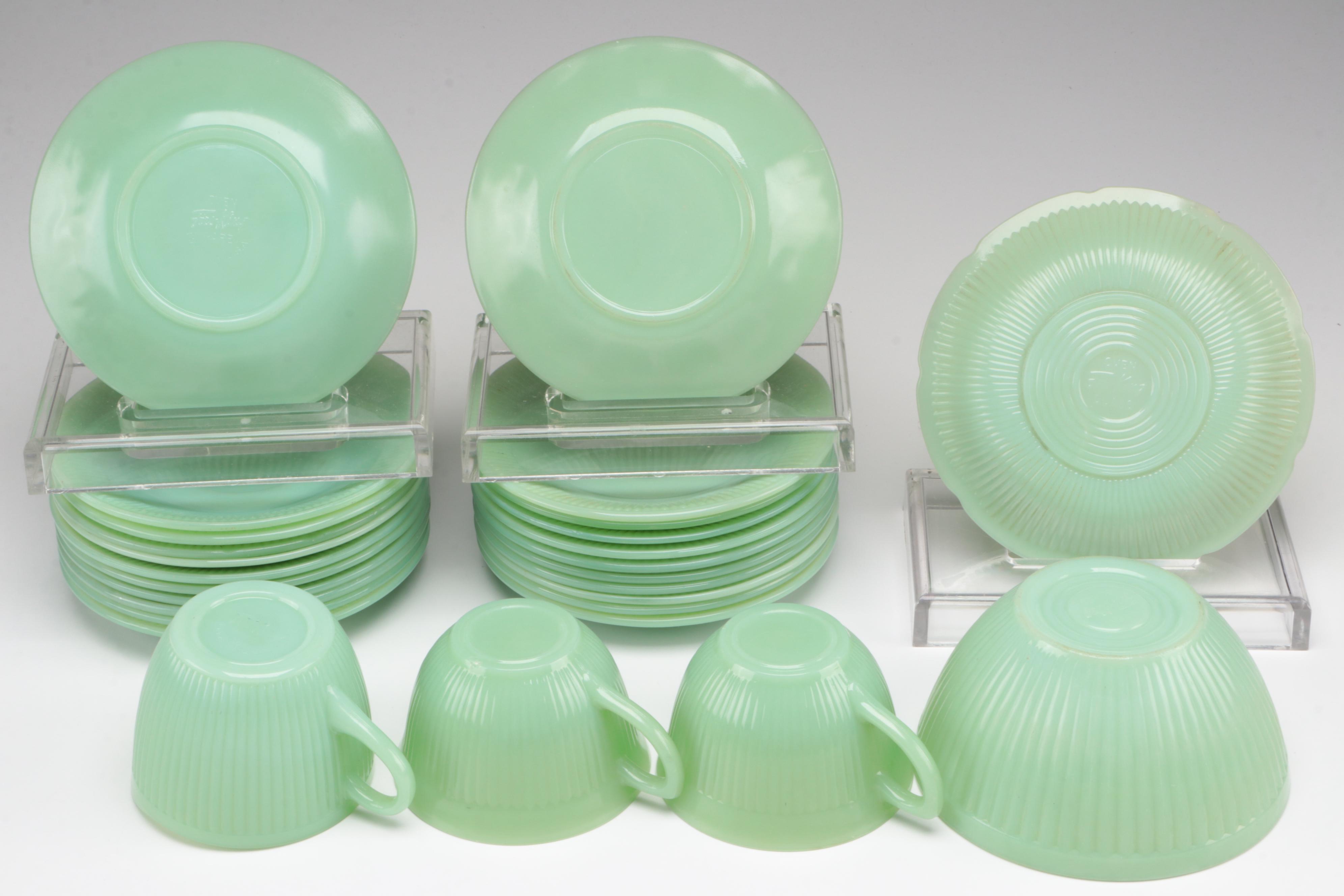 Anchor Hocking Fire-King "Jane Ray" and Other Jadeite Glass Dinnerware
