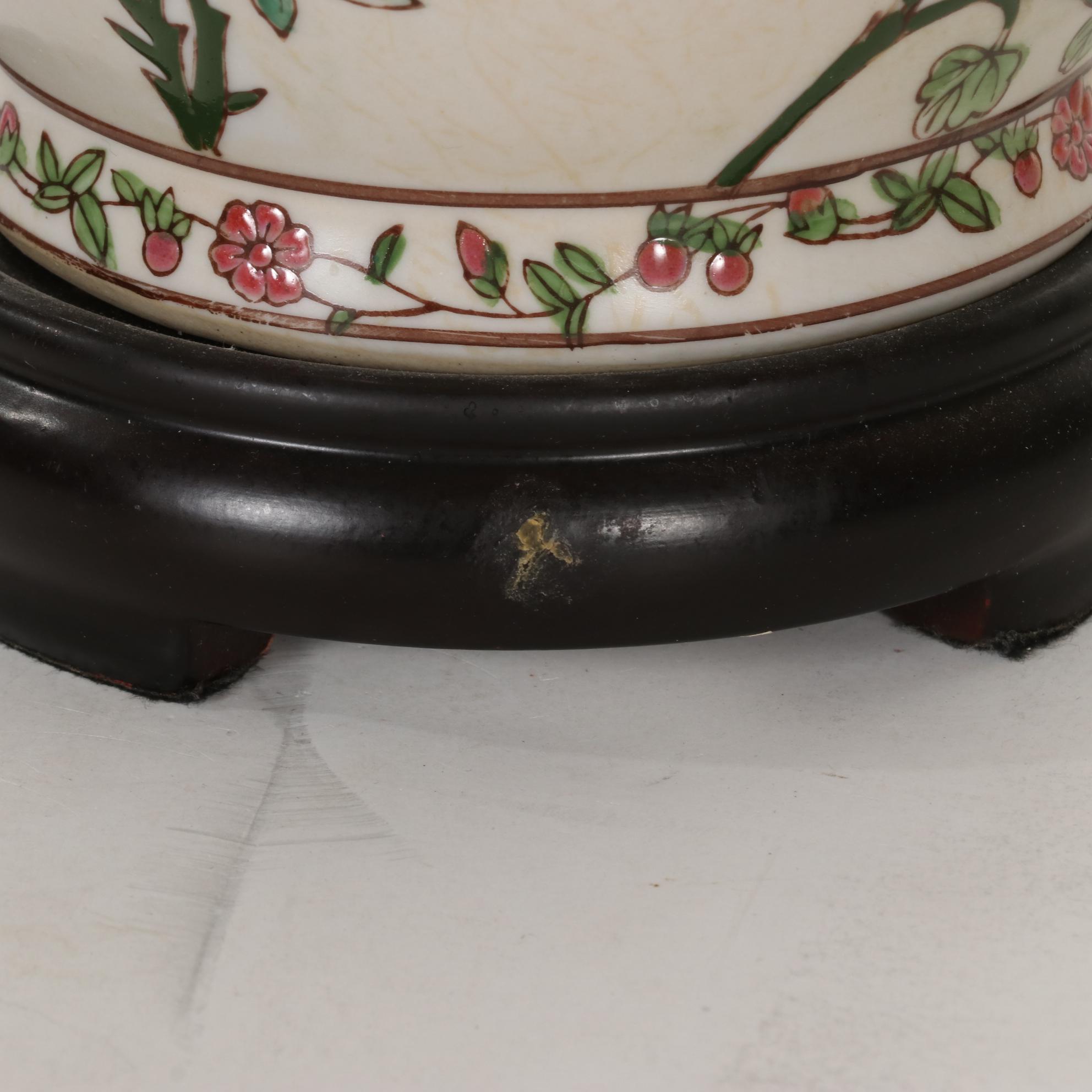 Pair of Chinese Hand-Painted Ceramic Table Lamps