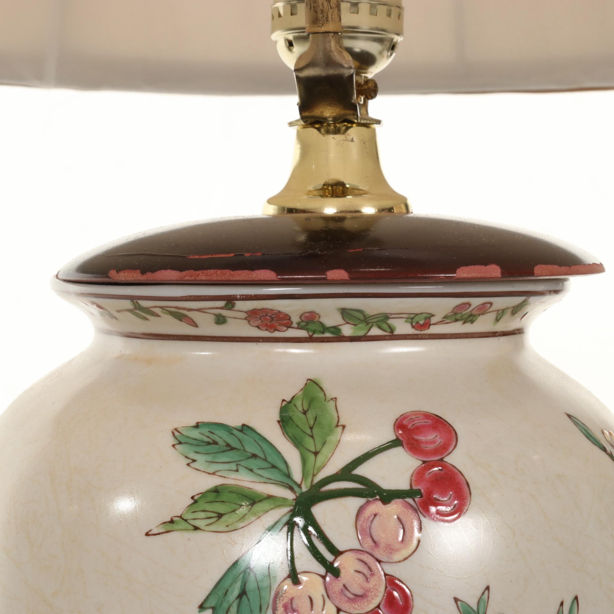 Pair of Chinese Hand-Painted Ceramic Table Lamps