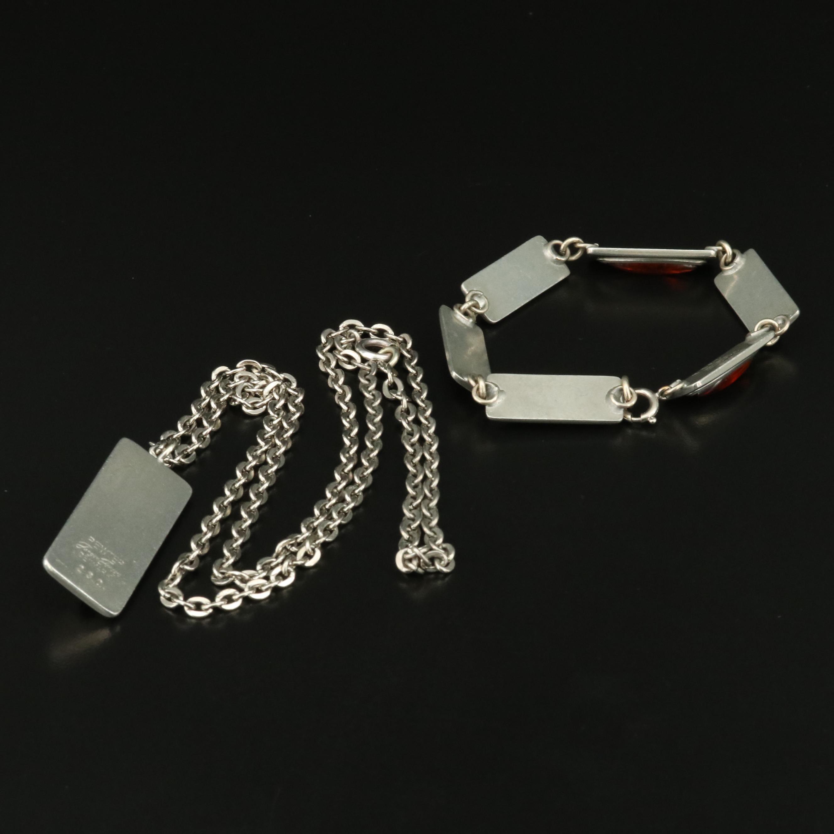Jorgen Jensen Pewter Necklace and Bracelet Set