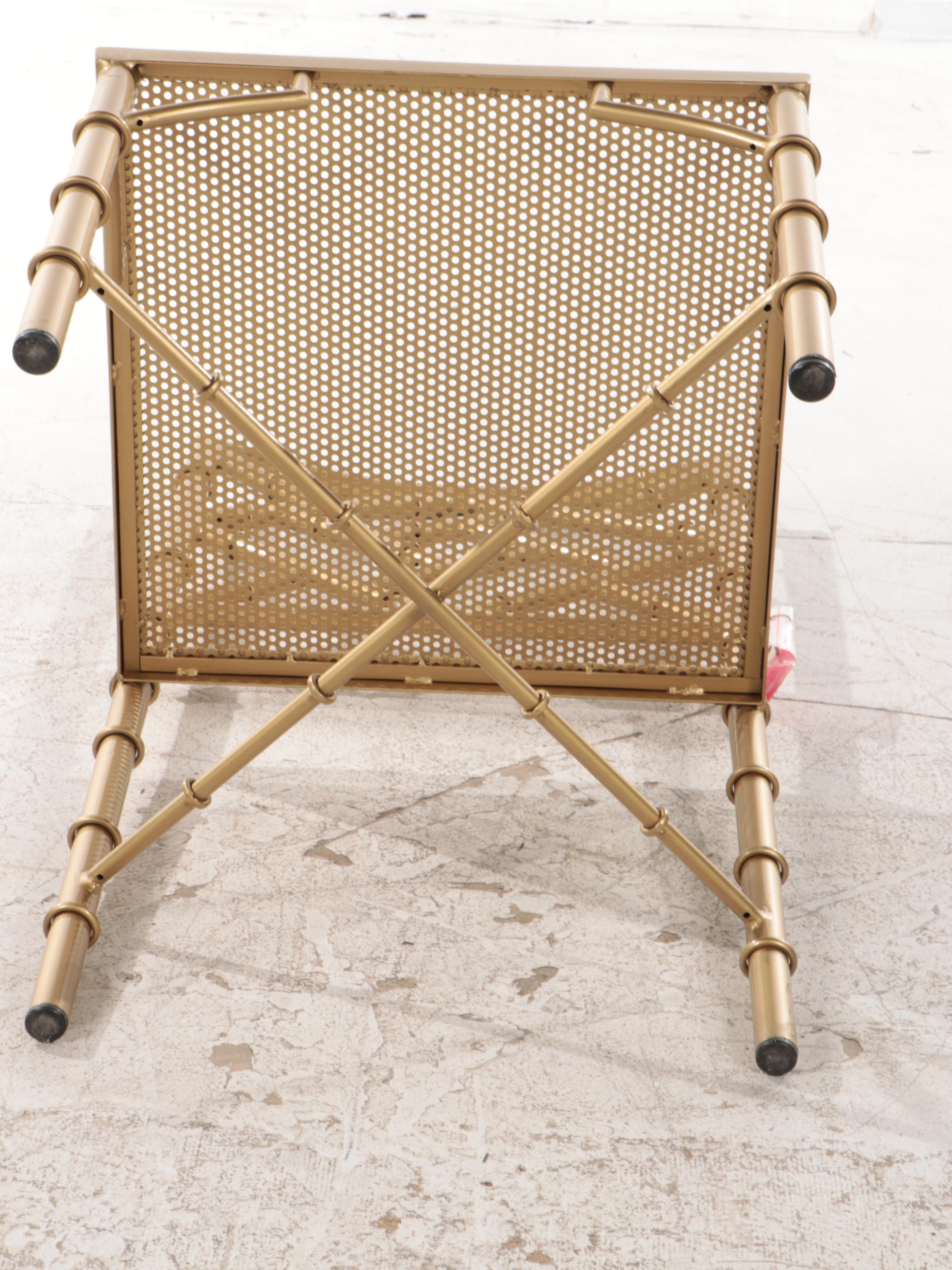 Six Chippendale Style Gold-Painted Metal Side Chairs