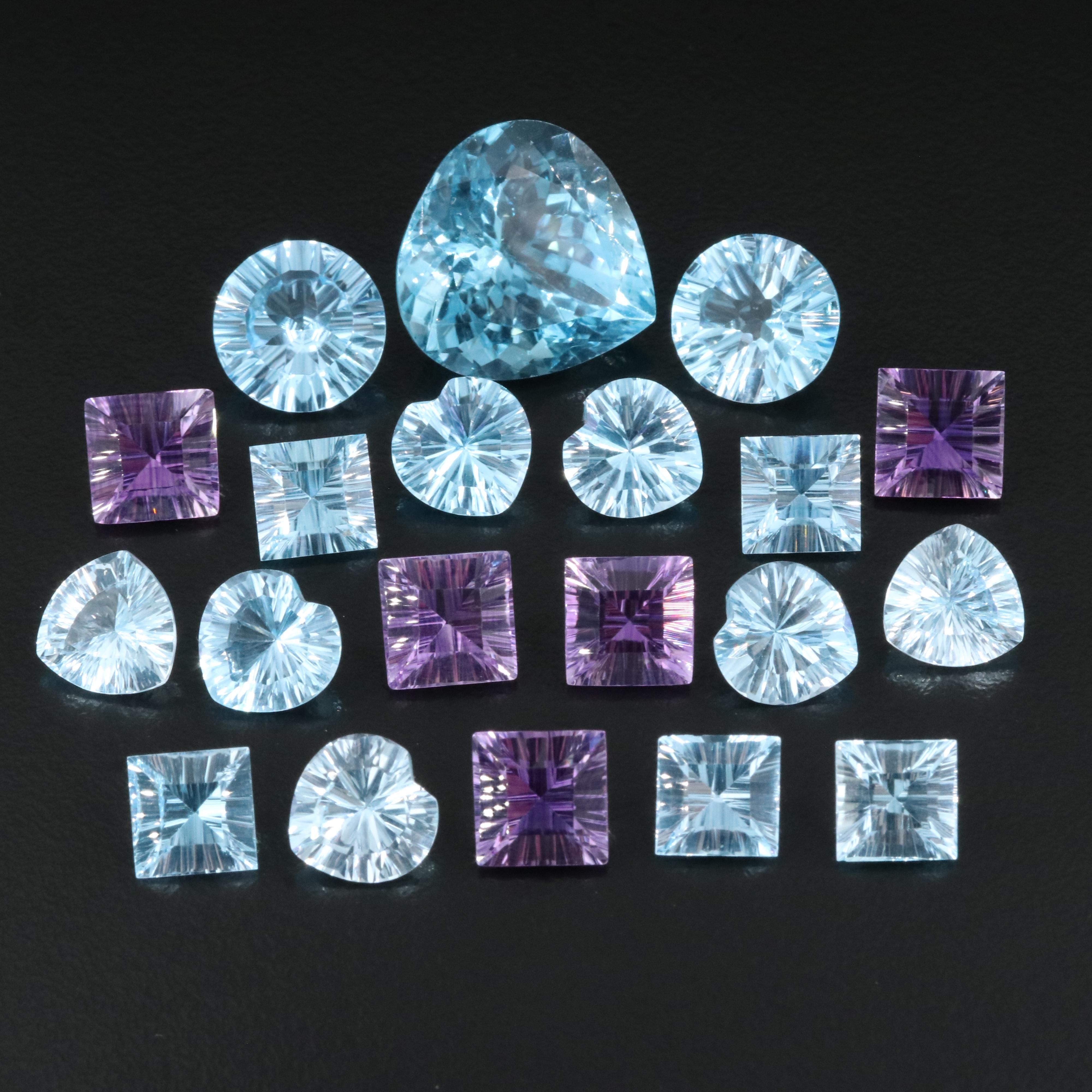 Loose 100.55 CTW Swiss Blue Topaz and Amethyst