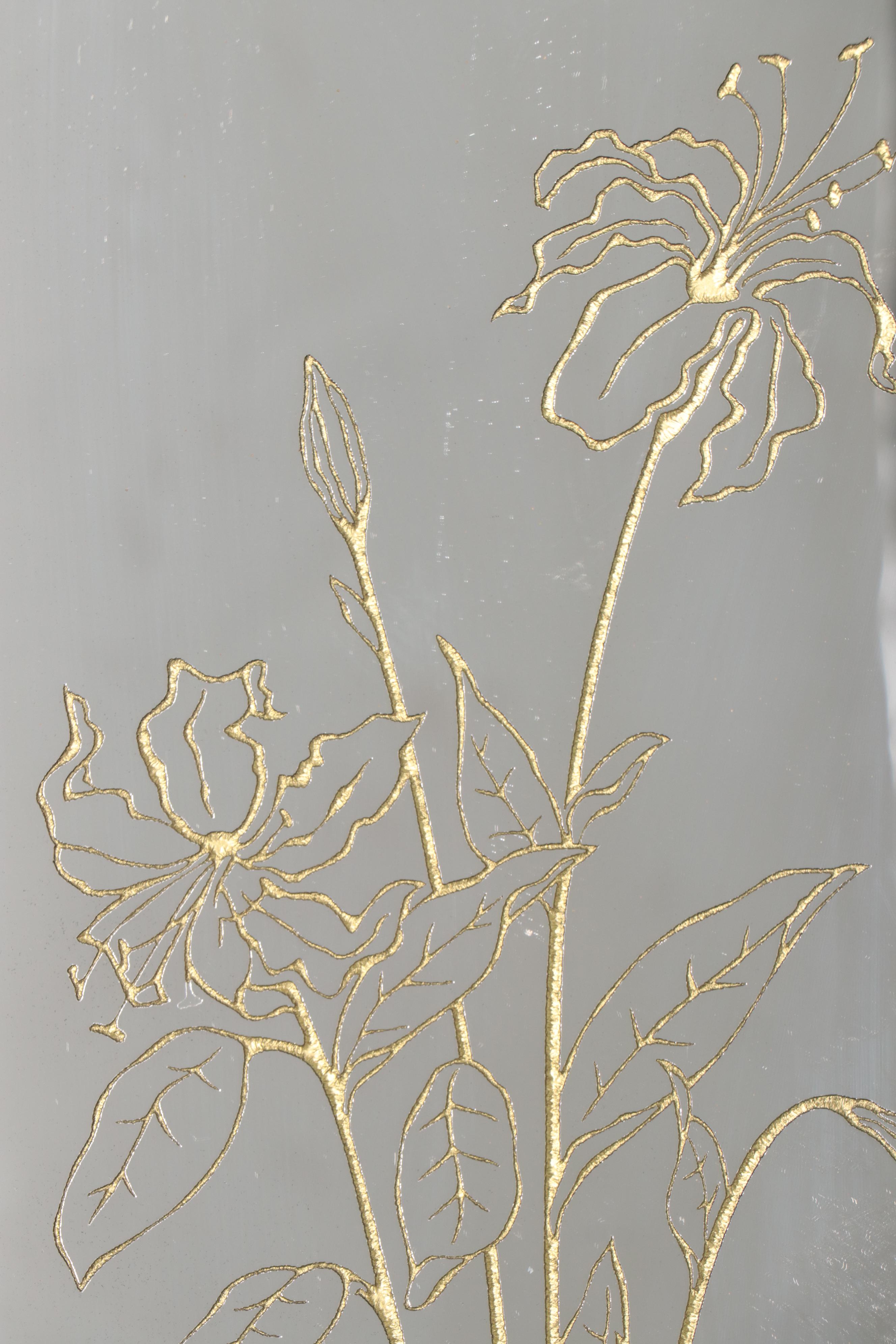 Century Furniture Deco Revival Floral Etched Rectangular Wall Mirrors