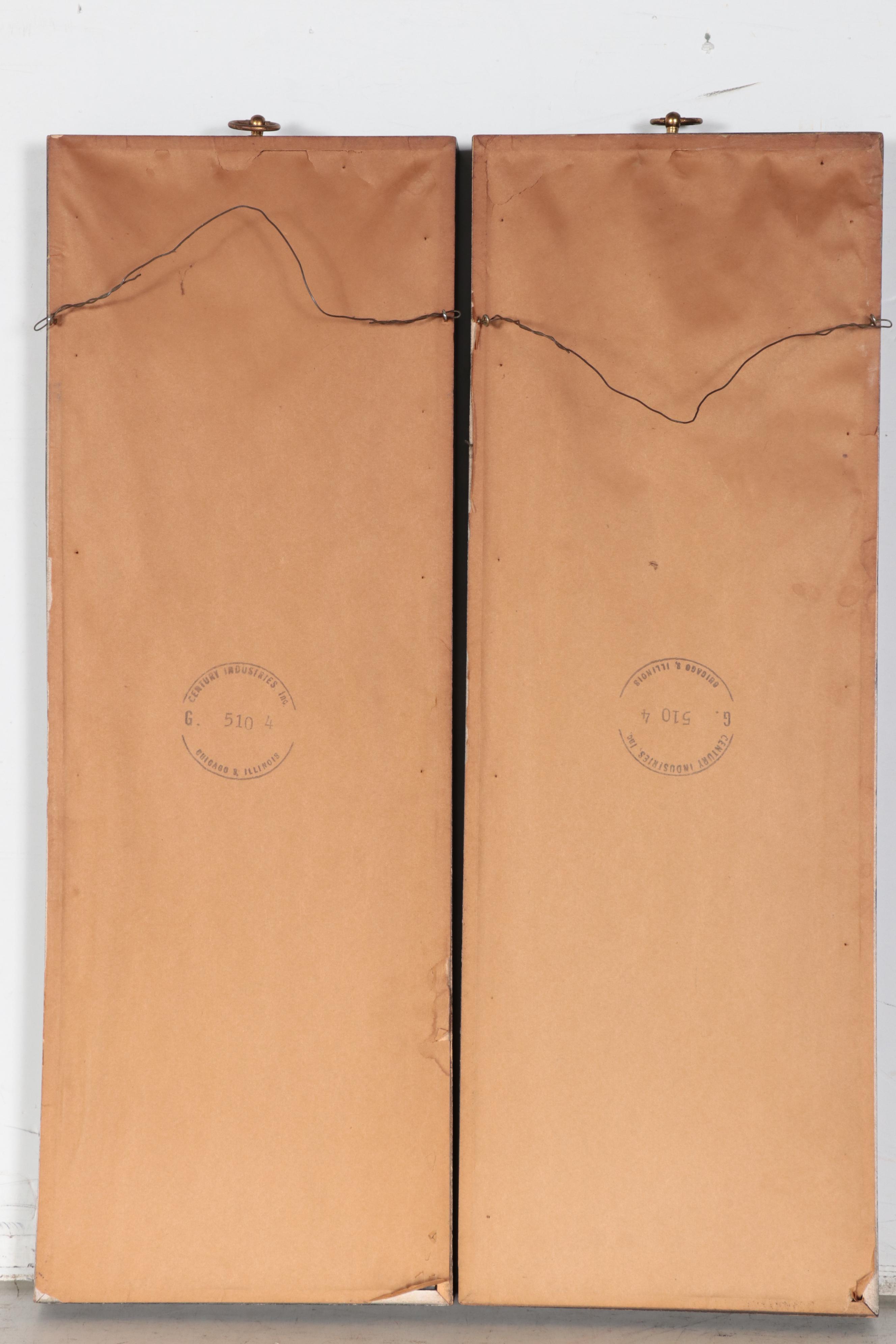 Century Furniture Deco Revival Floral Etched Rectangular Wall Mirrors