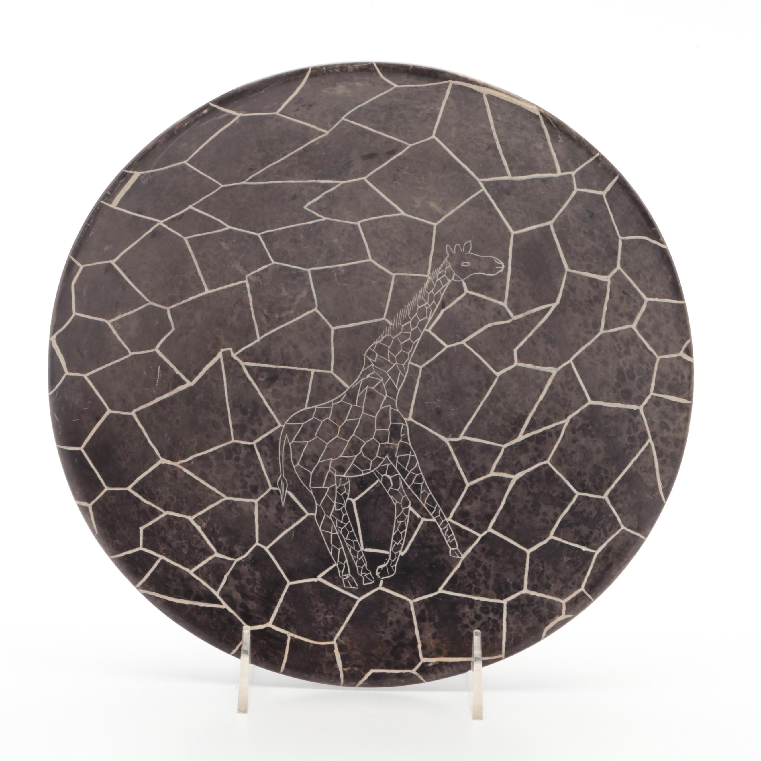 Japanese Brass Tea Pot with International Decorative Plate Collection