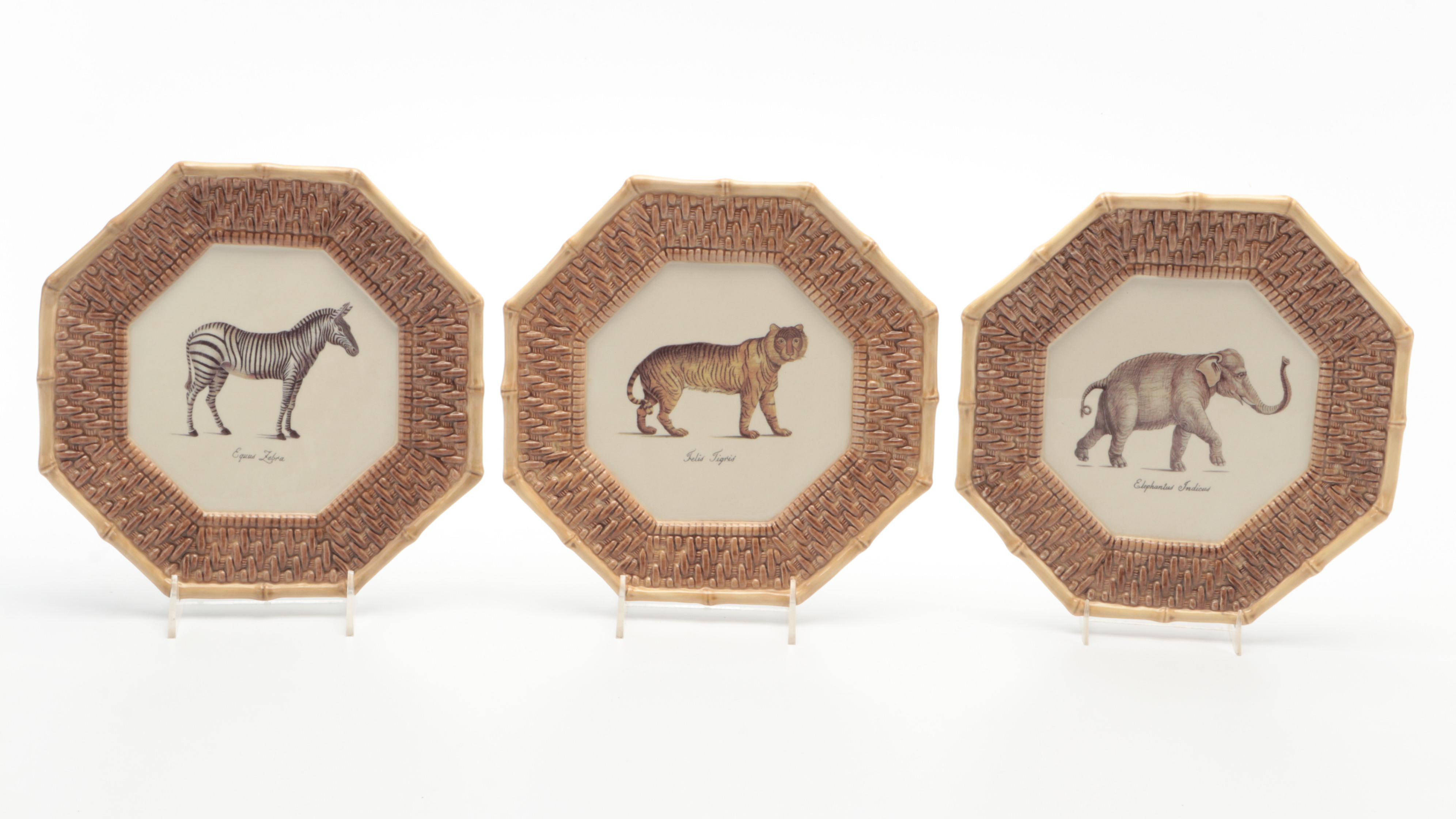 Japanese Brass Tea Pot with International Decorative Plate Collection