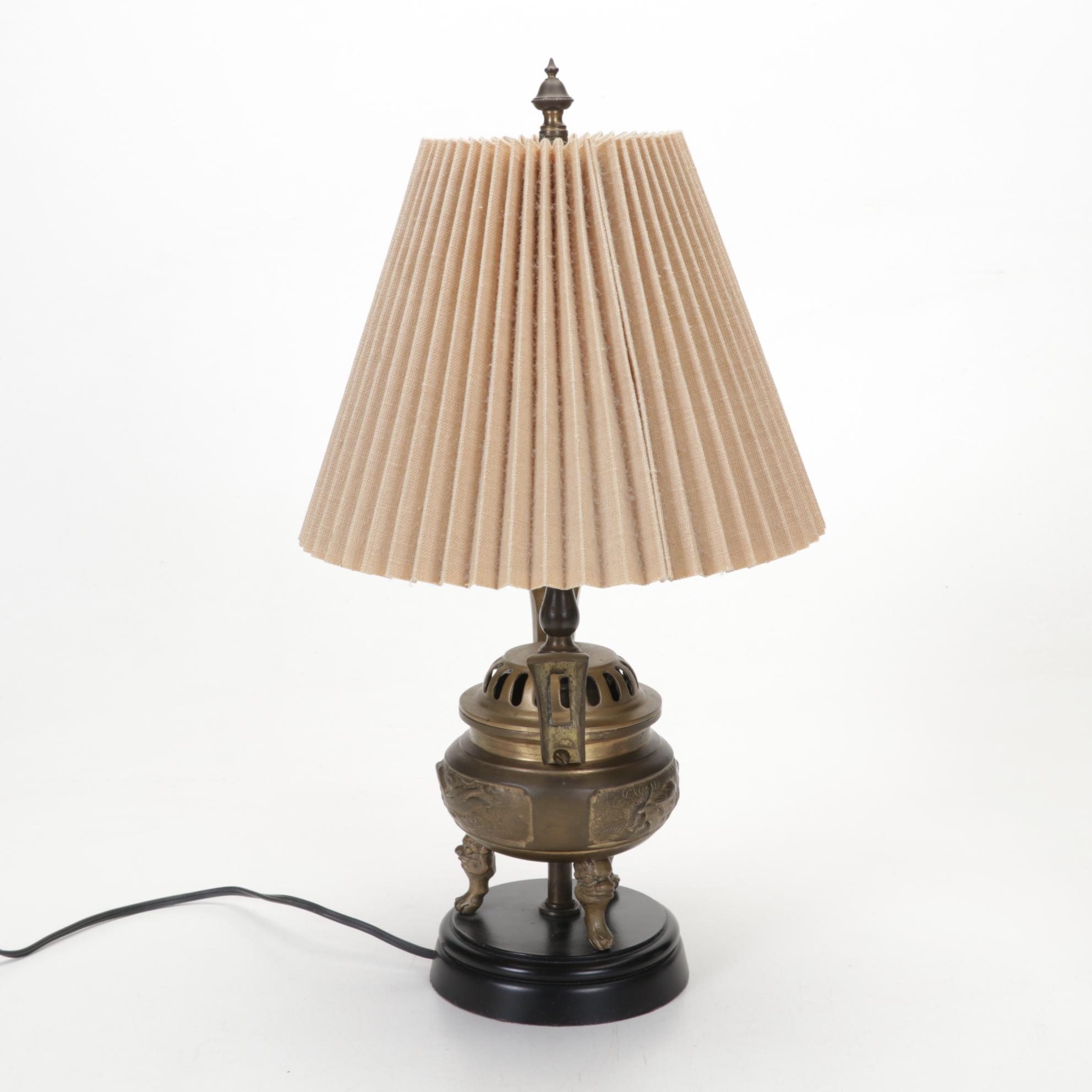 Chinese Brass Censer Lamp, Bagua Feng Shui Mirror, Fukagawa Style Plate, More