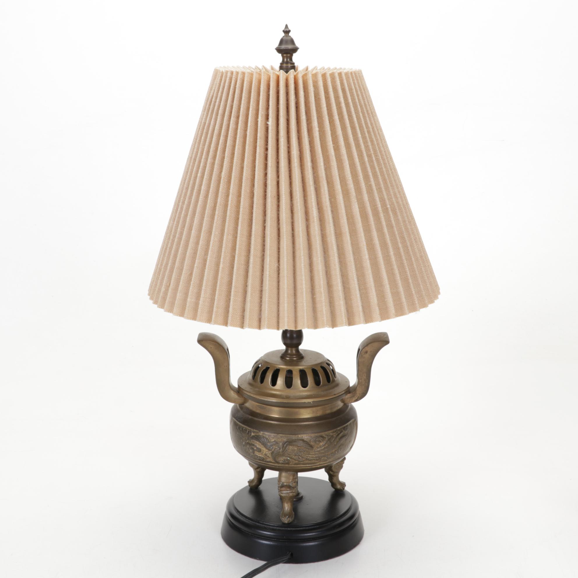 Chinese Brass Censer Lamp, Bagua Feng Shui Mirror, Fukagawa Style Plate, More