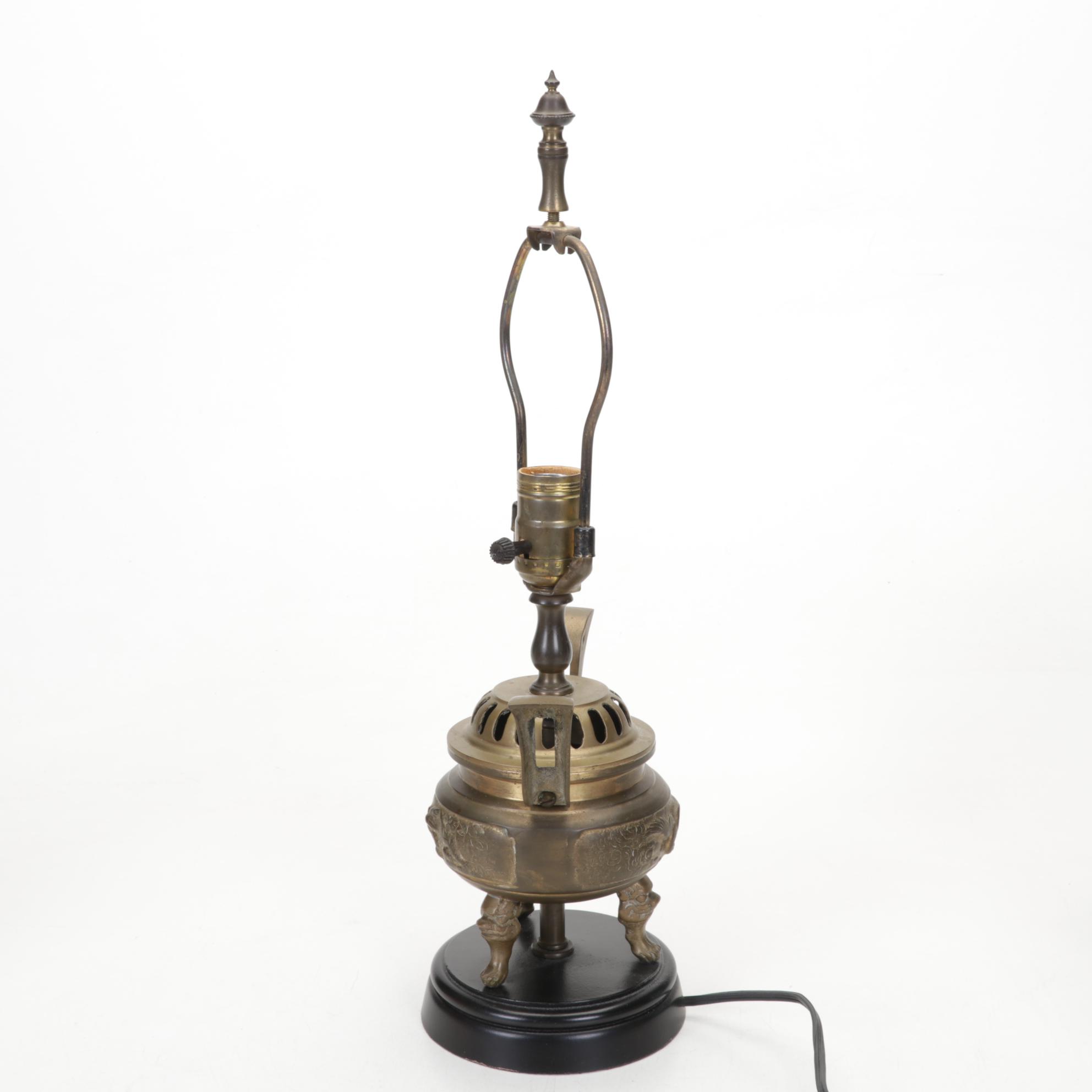 Chinese Brass Censer Lamp, Bagua Feng Shui Mirror, Fukagawa Style Plate, More