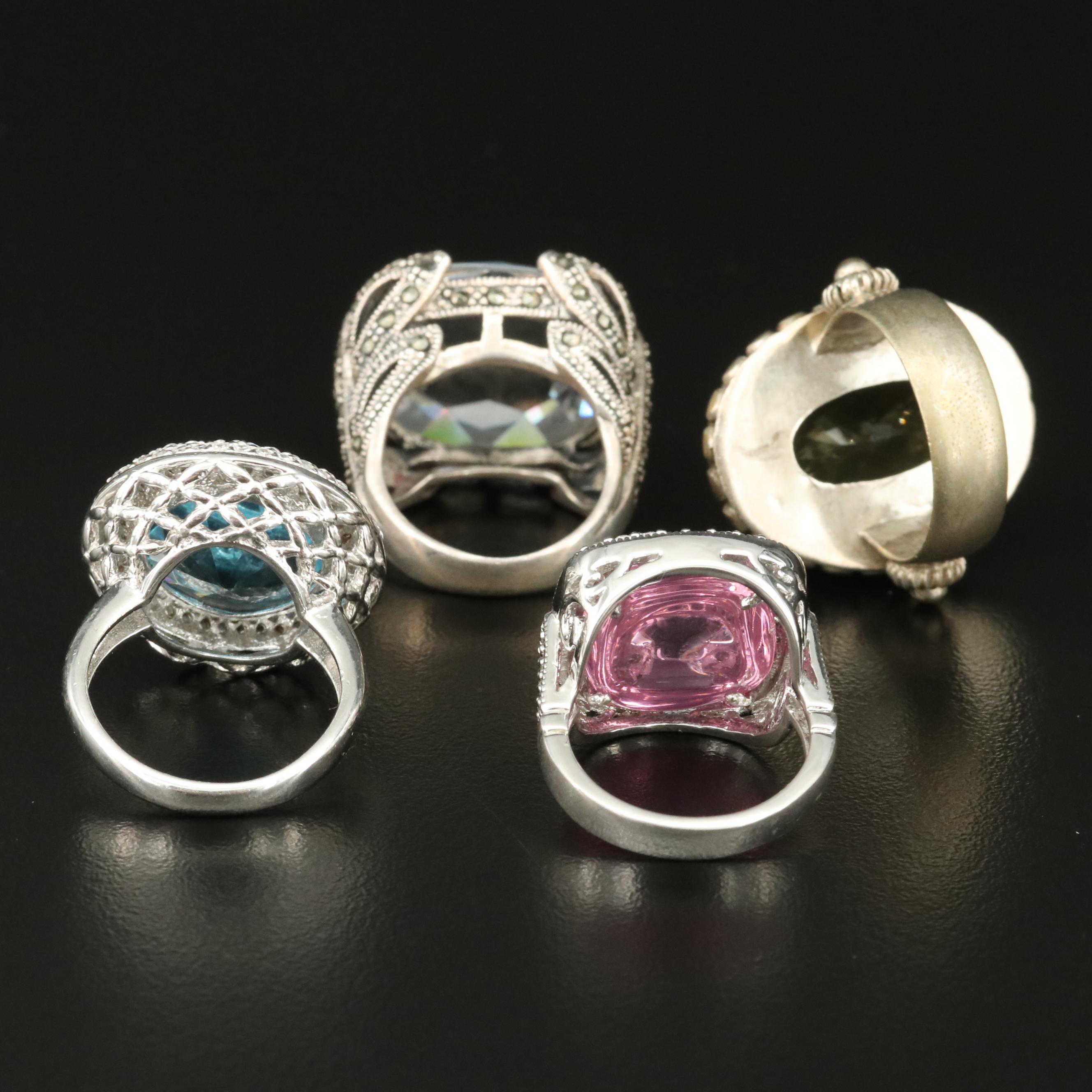 Sterling Quartz and Cubic Zirconia Rings