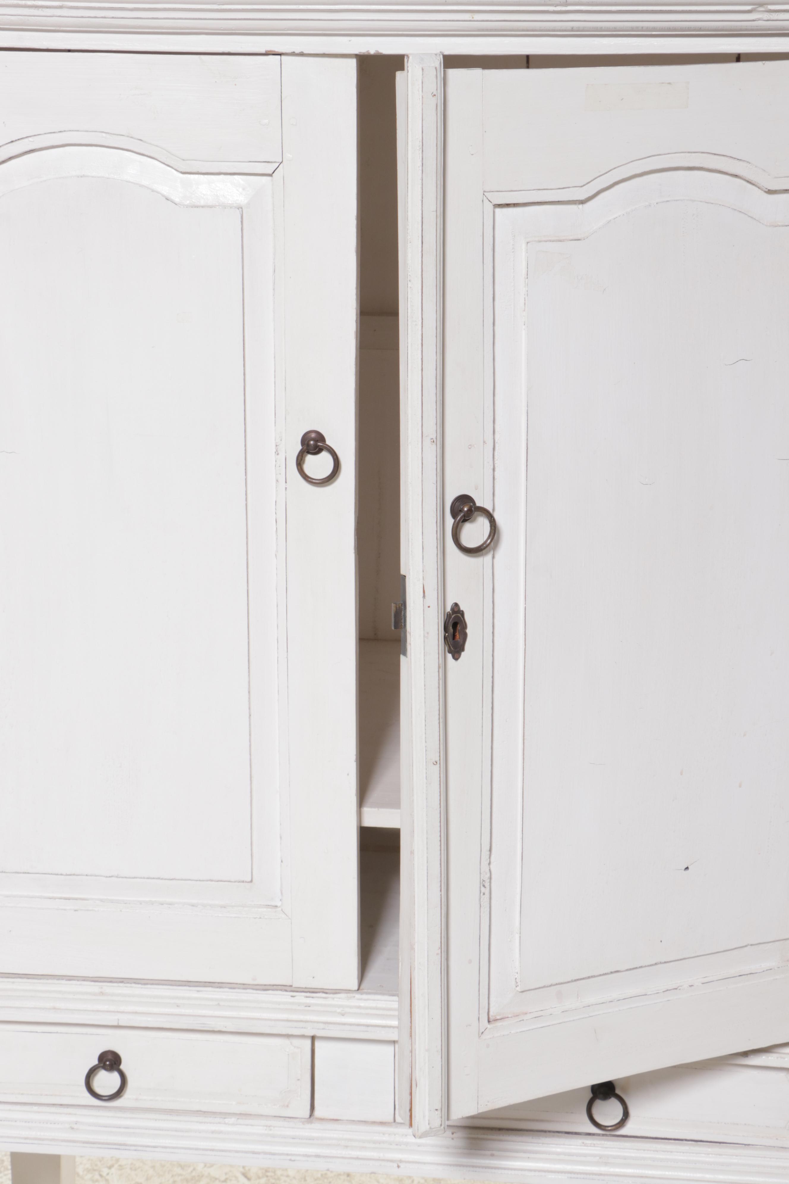 White-Painted Wooden Television Cabinet