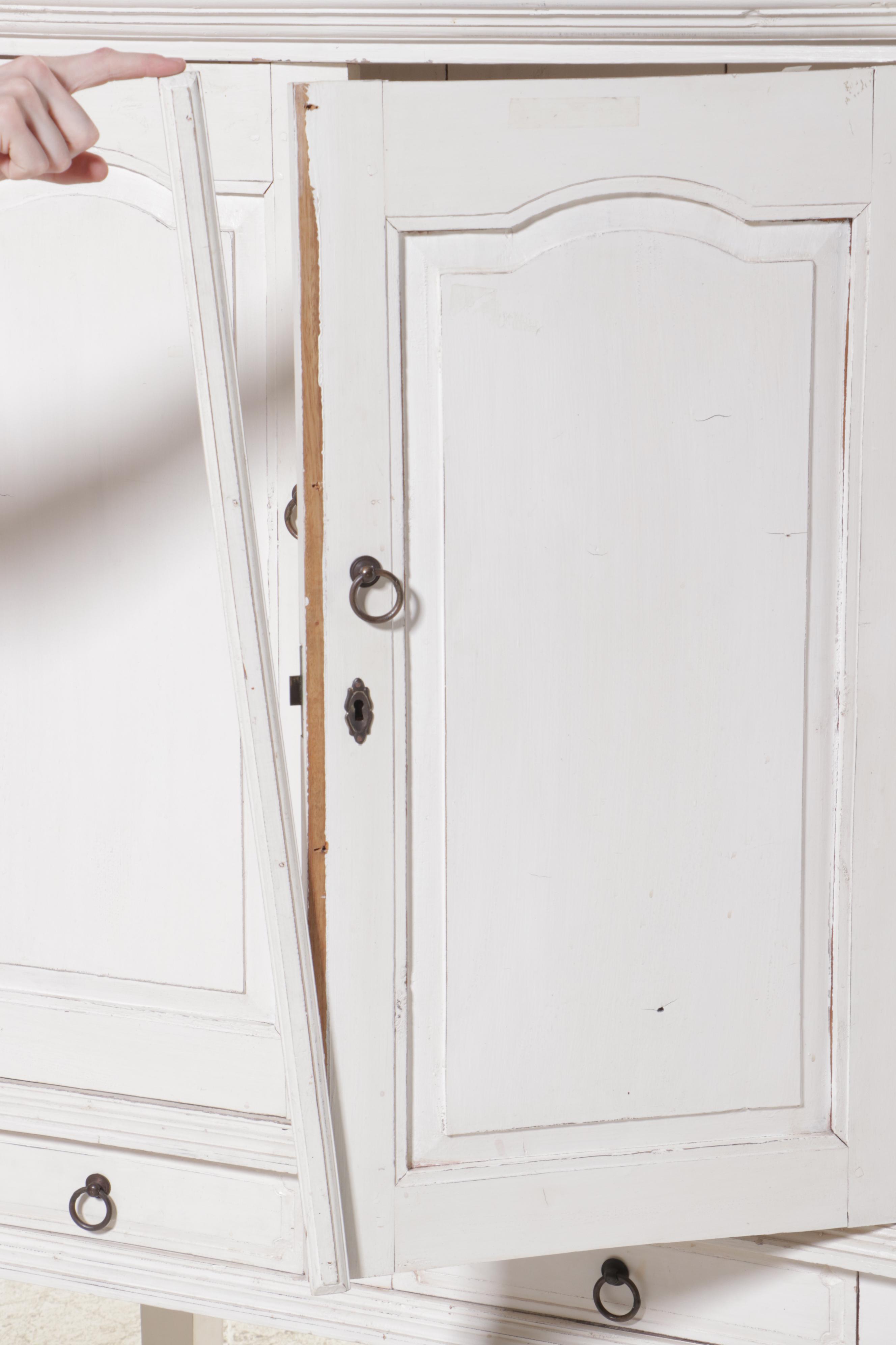 White-Painted Wooden Television Cabinet