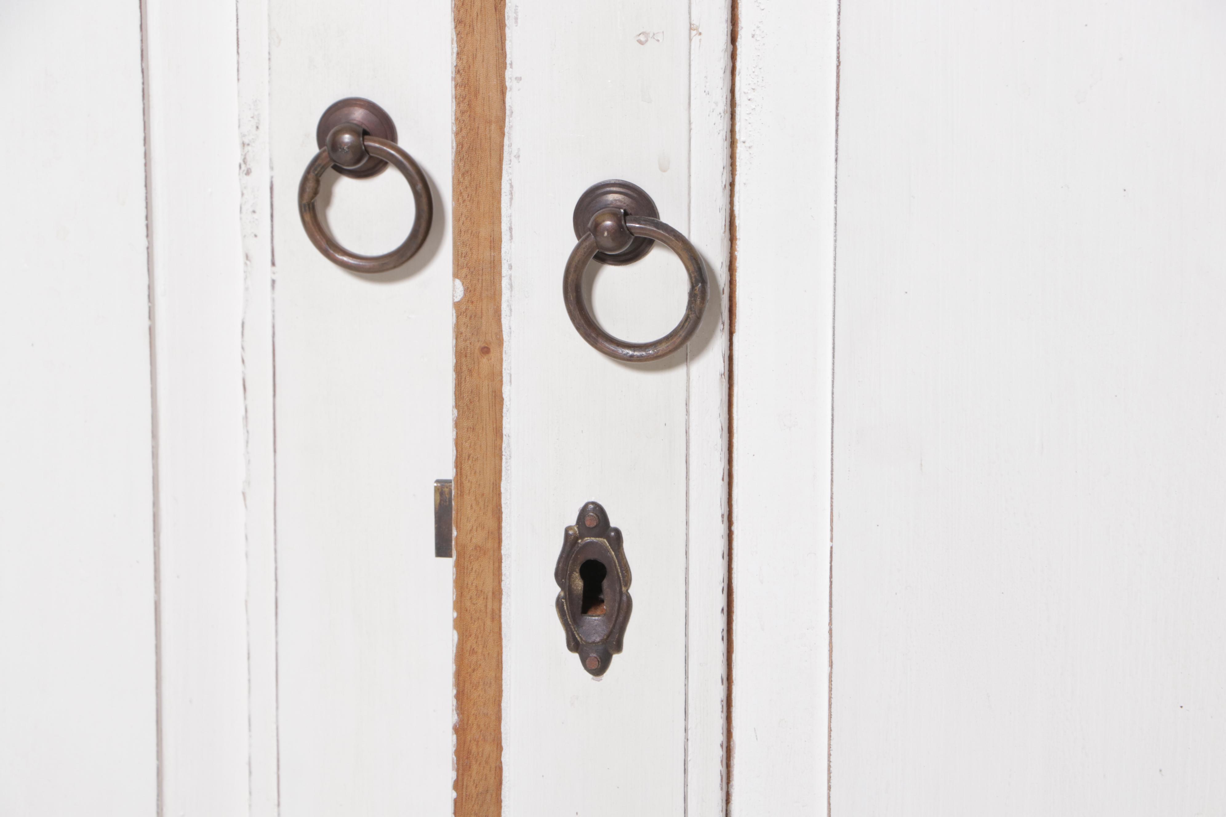 White-Painted Wooden Television Cabinet