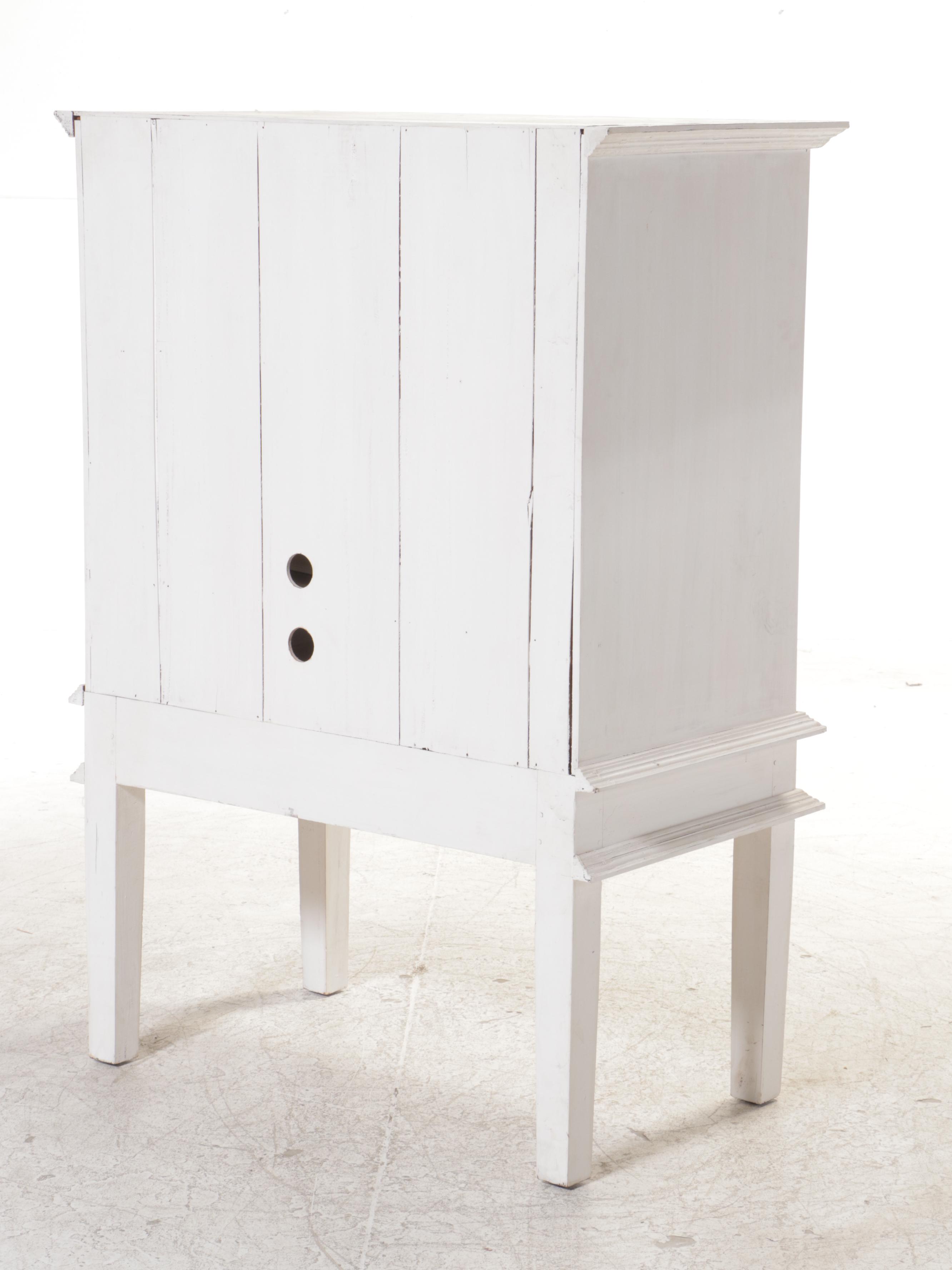 White-Painted Wooden Television Cabinet