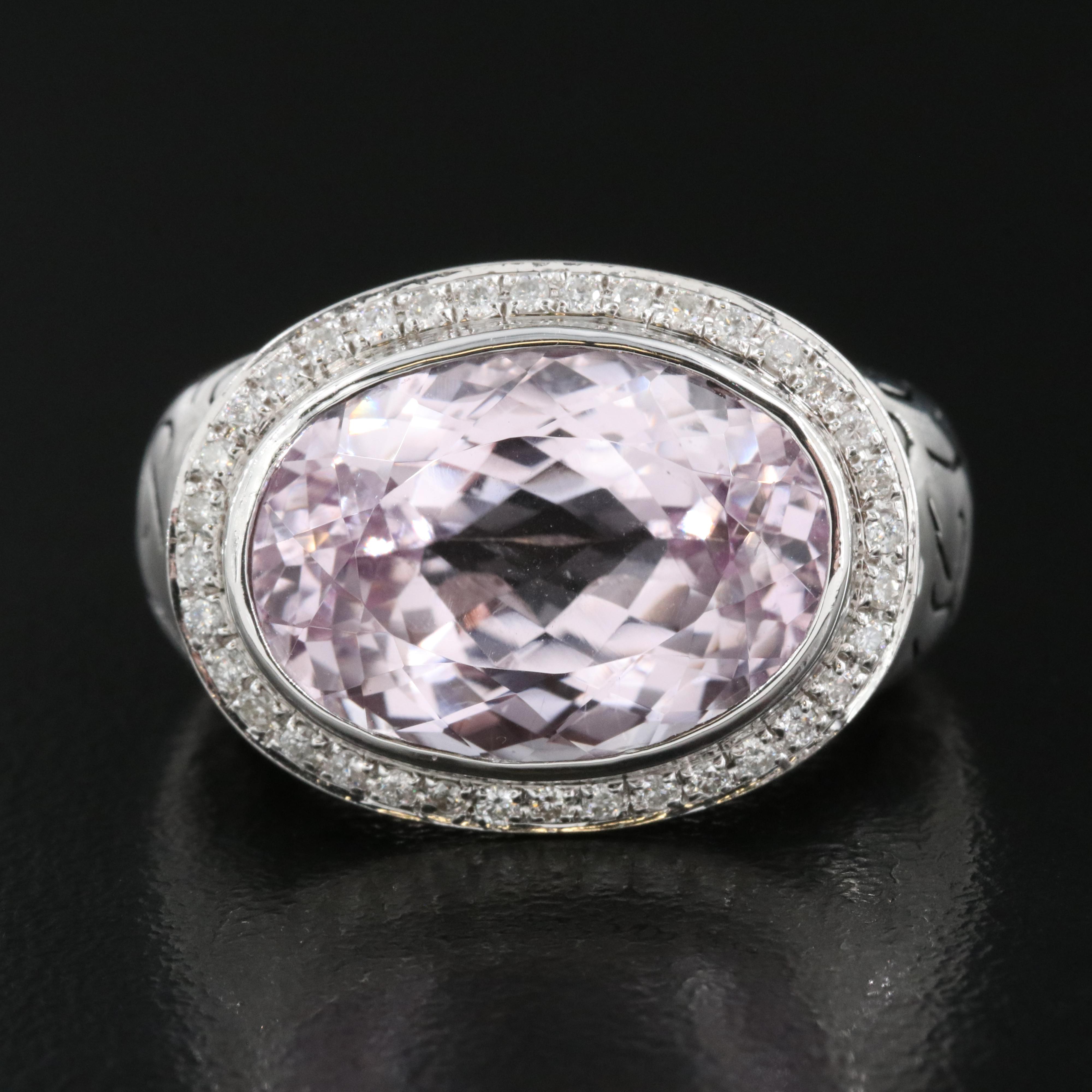 18K 10.83 CT Kunzite and Diamond East-West Ring
